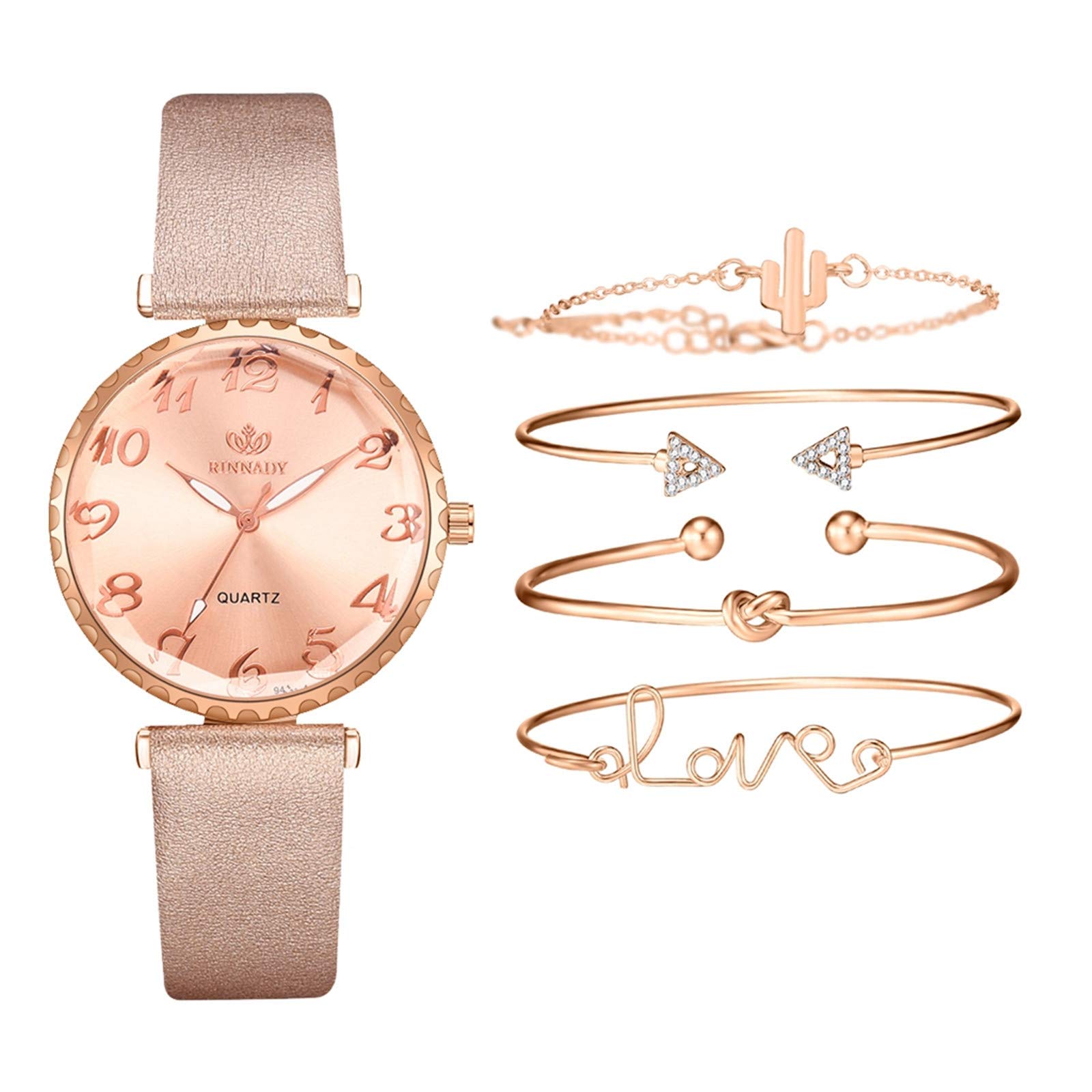 INNOVIERA Women's Fashion Watch Set - Rose Gold Round Quartz Watch & Bracelet, Alloy Jewelry for Ladies, One Size | Perfect for Daily Wear, Office, Parties & Special Occasions