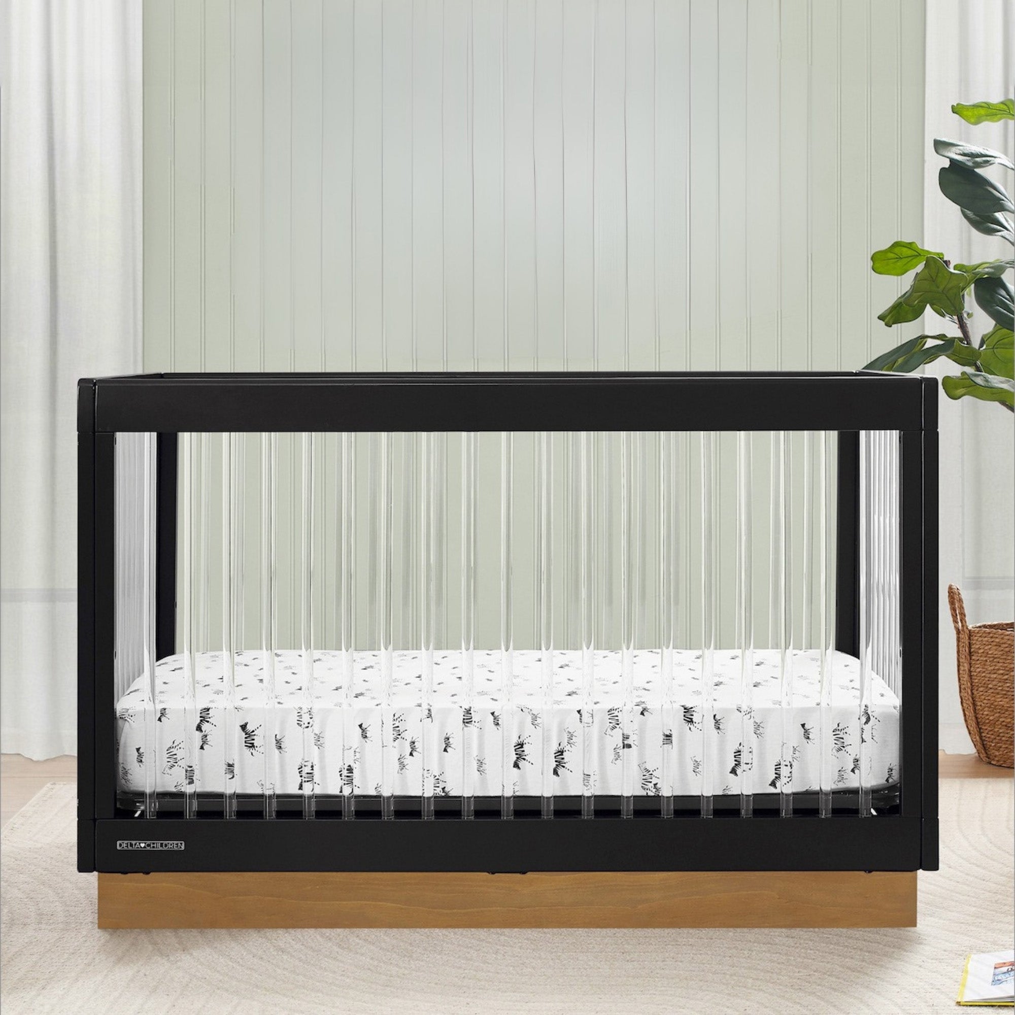 James Acrylic 4-in-1 Convertible Baby Crib - Modern Nursery Furniture for Newborn to Toddler | Perfect for Small Spaces & Minimalist Bedrooms