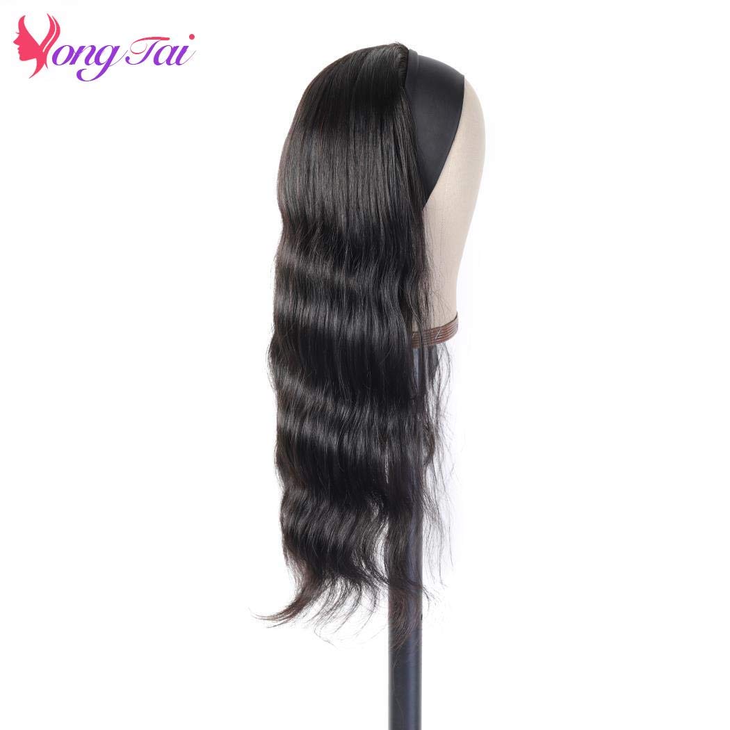 150% Density Glueless Human Hair Scarf Wig - Body Wave Headband Wig with Pre-Attached Scarf | No Lace Wear & Go Wig for Women | 22 Inch Natural Color | Perfect for Daily Wear, Parties & Protective Styling