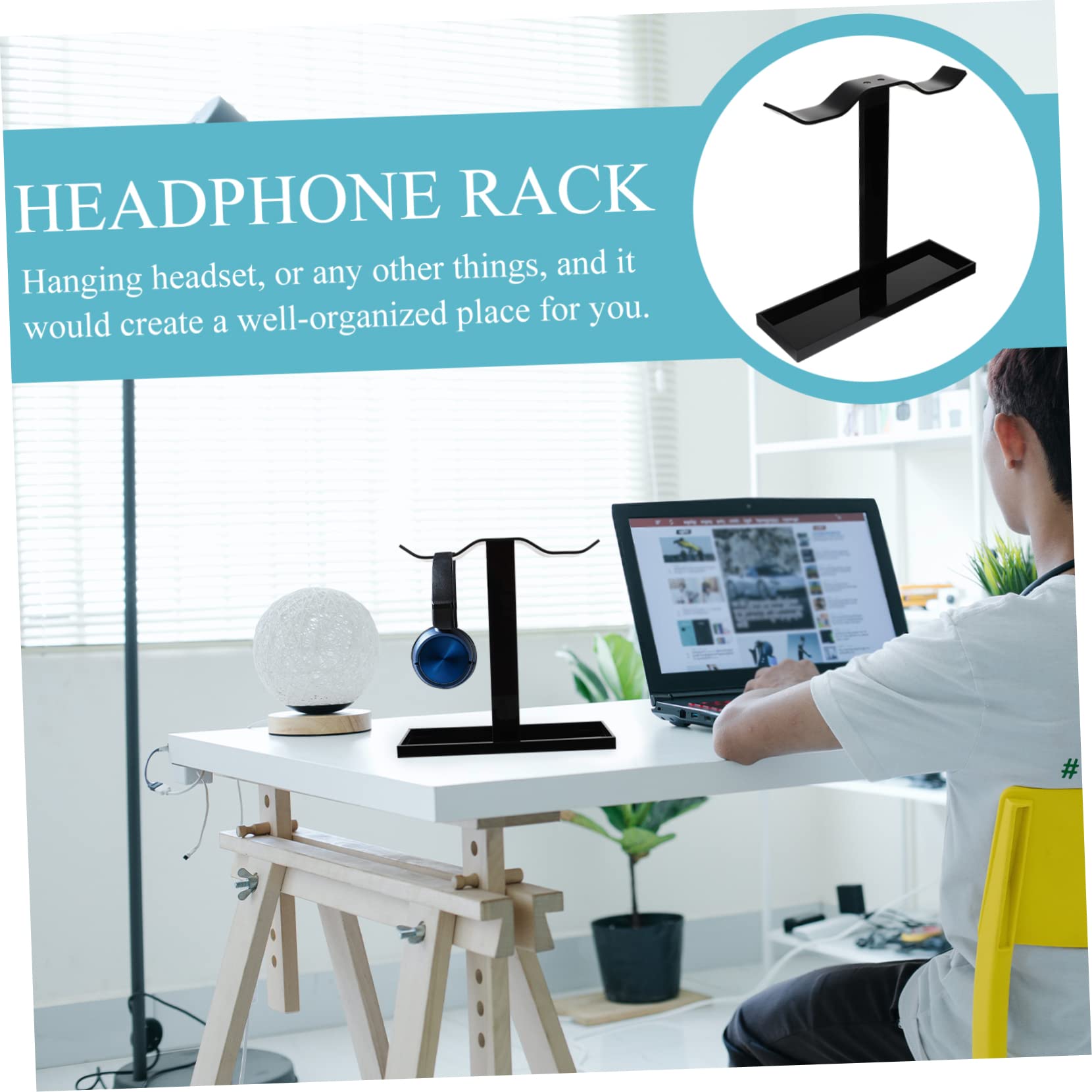 HEMOTON Acrylic Headphone Stand - 4 Pack Desk Headset Holder Hanger Hook for Kids & Adults | Perfect for Gaming, Office, and Home Organization