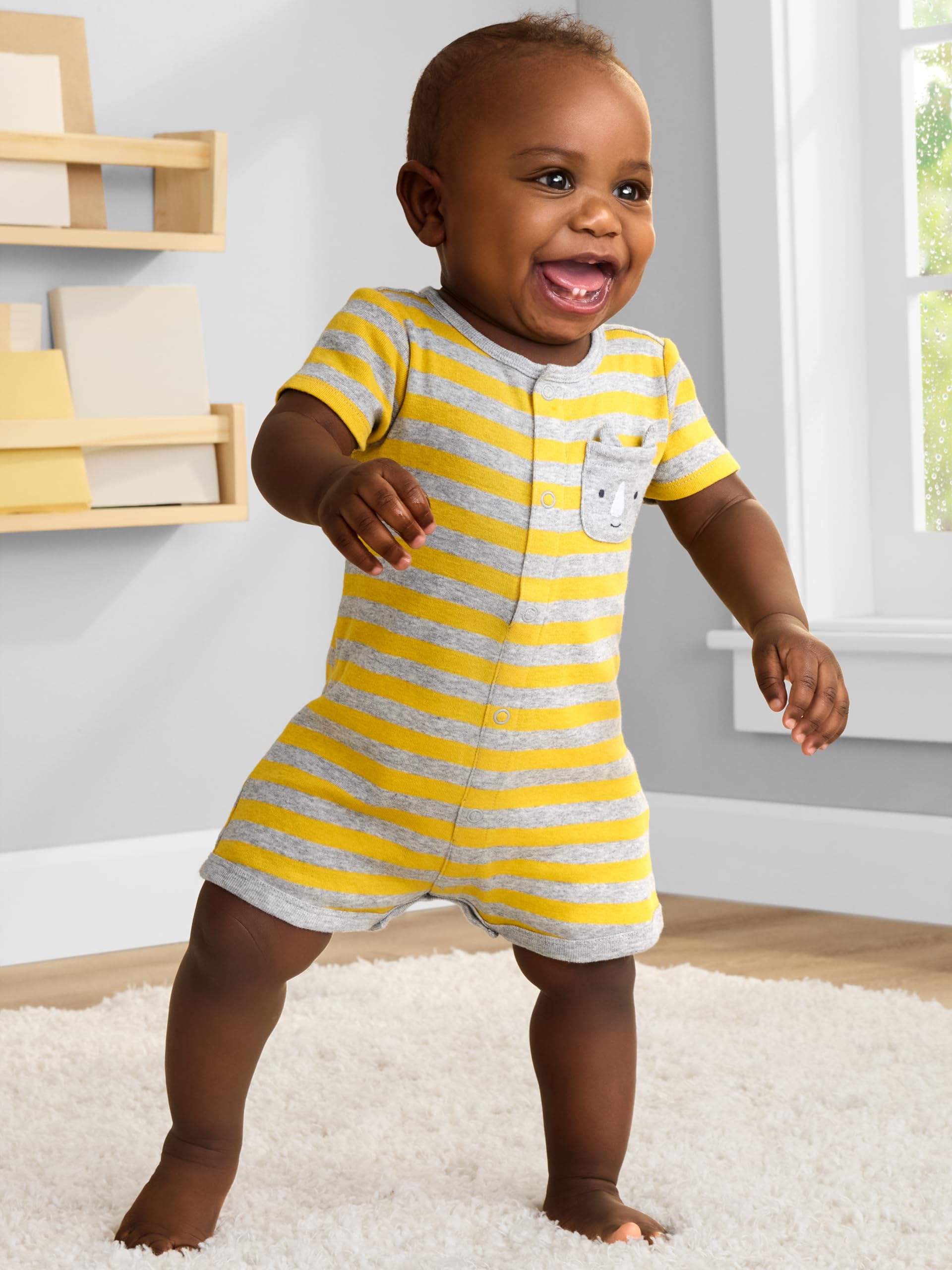 Simple Joys by Carter's Baby 3-Pack Snap-up Rompers - Soft Cotton Onesies for Newborns & Infants - Perfect for Playtime, Daycare & Family Outings