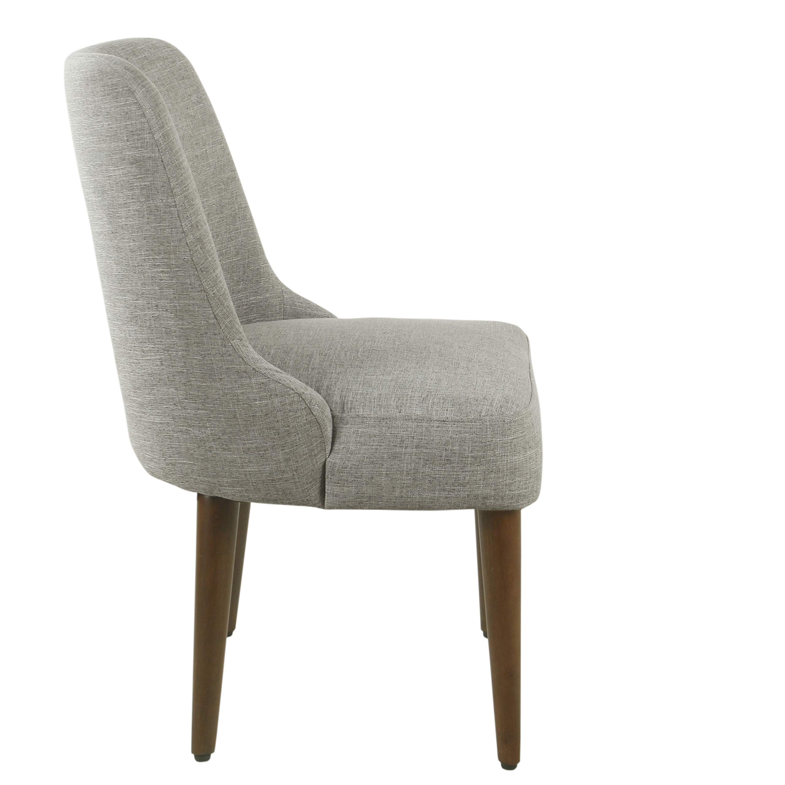 Homepop Upholstered Gayle Slide Dining Chair - Gray Woven Fabric, Single Modern Dining Room Chair for Kitchen, Living Room & Office Decor