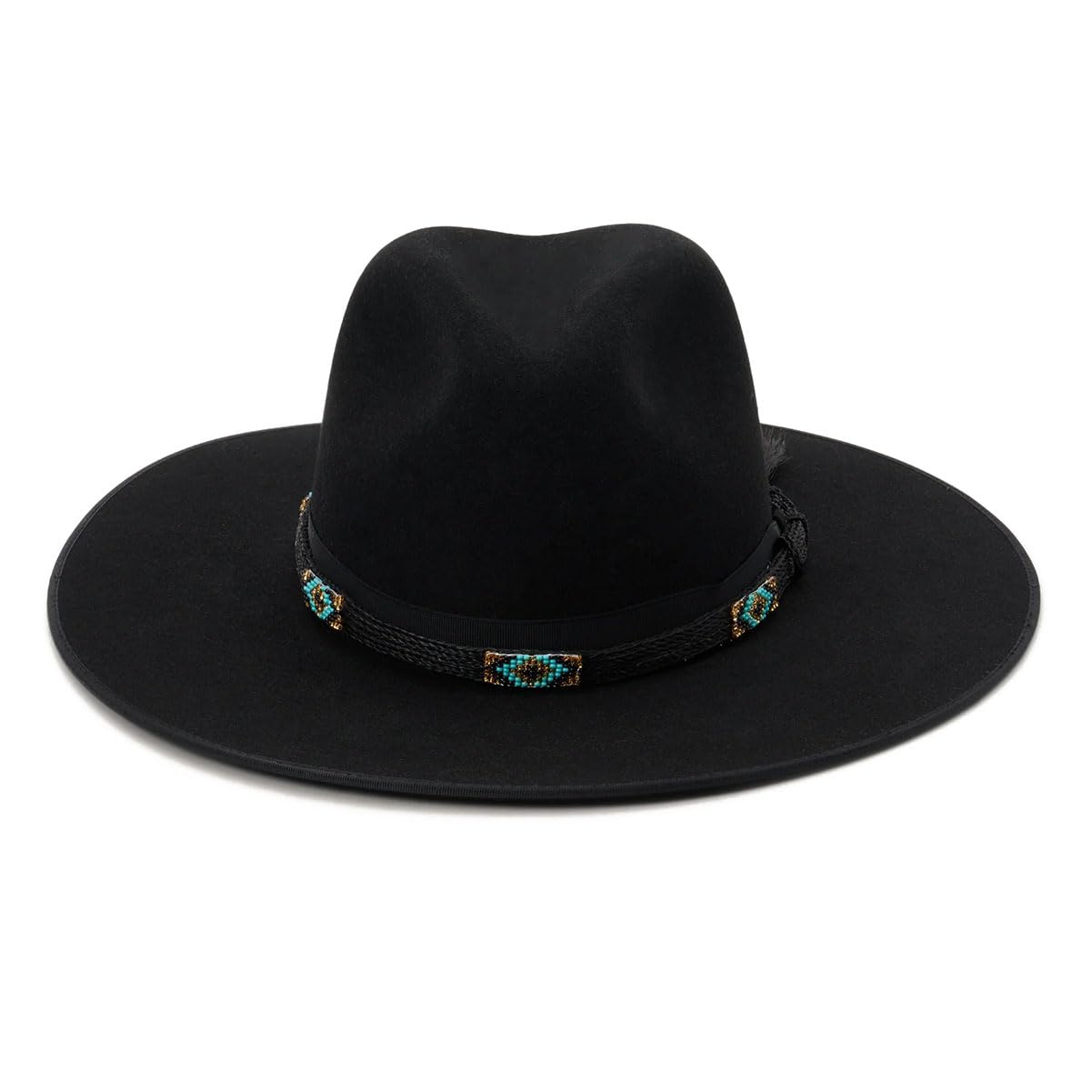Stetson Women's Helix Flat Brim Wool Felt Black Western Cowgirl Hat (XWHELX-133607) - Perfect for Rodeo, Country Music Festivals & Western Fashion Outfits