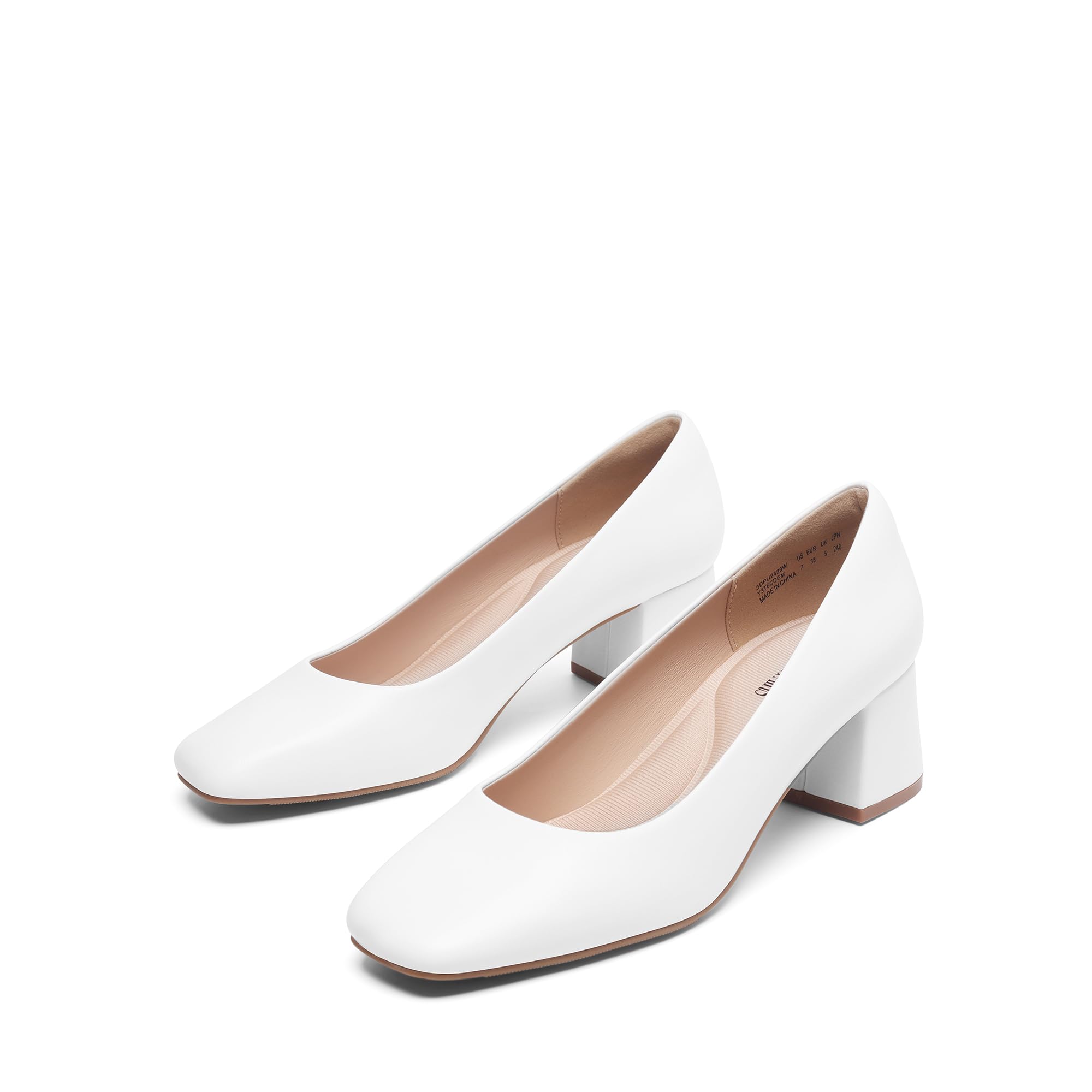 DREAM PAIRS Women's Low Chunky Heel Square Toe Pumps - Comfortable Slip On Dress Shoes for Wedding, Party & Office Wear | Professional & Casual Occasions