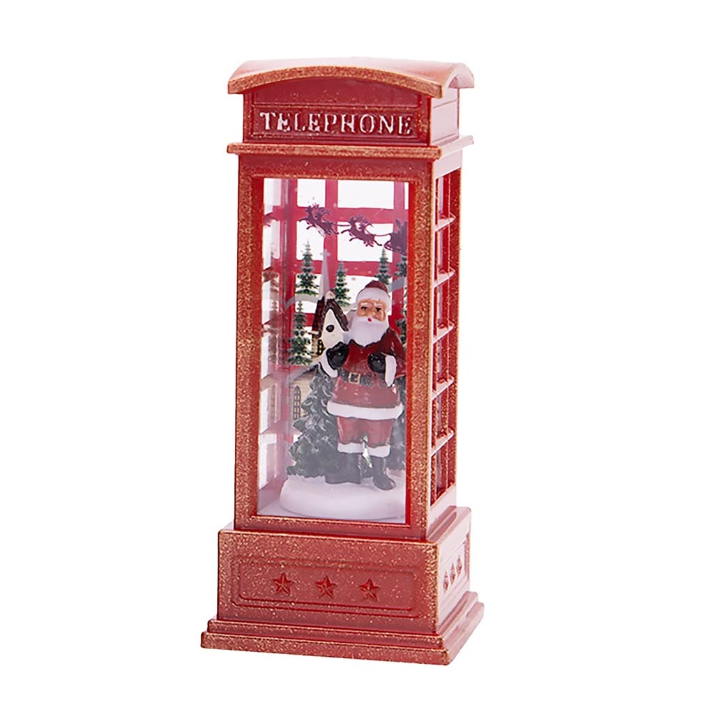 Vintage Christmas LED Retro Night Light - Mini Telephone Booth & Oil Lamp Decor with Snowman & Santa - Holiday Home Decoration for Living Room, Bedroom, Party (1255cm, Warm White) - Perfect for Christmas Tree, Mantel, Gift Giving & Festive Indoor Lighting