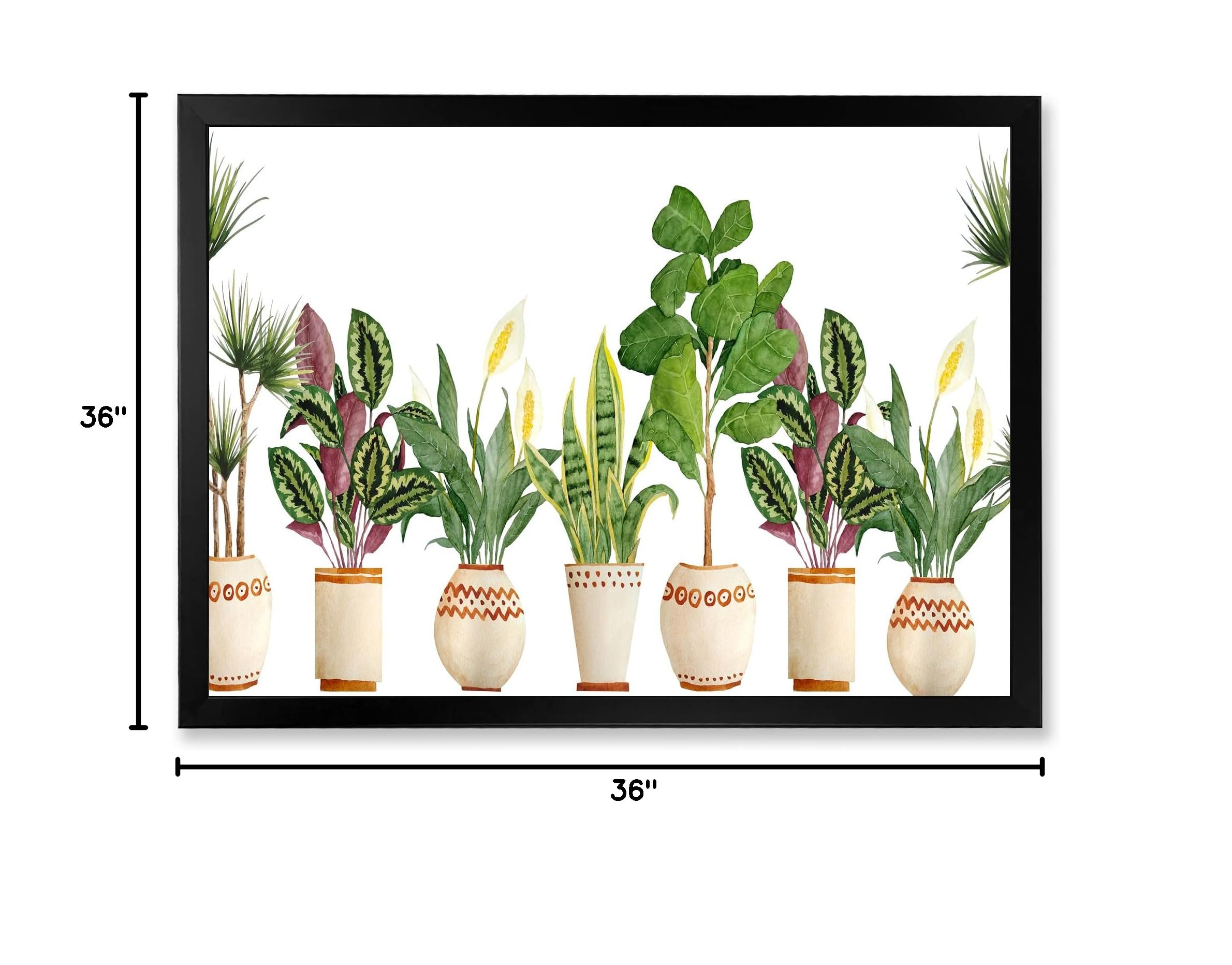 DesignQ Trio of Houseplants - Sansevieria Snake Plant in Farmhouse Framed Wall Art | Home Office Decor, Living Room Greenery, Housewarming Gift
