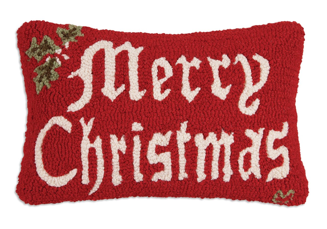 Hand-Hooked Wool Christmas Throw Pillow 14x20 Inch - Artist-Designed Holiday Decor for Couch, Bed & Home - Low Maintenance Winter Decoration - Perfect for Living Room, Bedroom & Seasonal Festivities