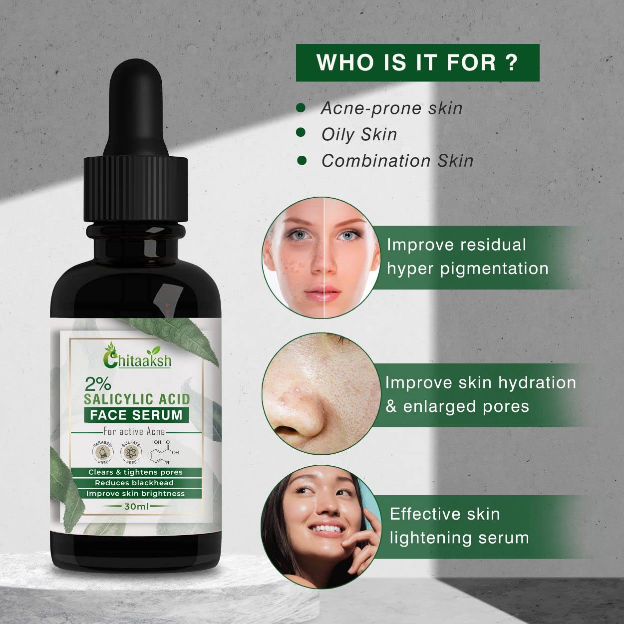 2% Salicylic Acid Face Serum for Acne Scars & Blemish Treatment | Oil Balancing Zinc Formula for Oily & Acne-Prone Skin | Skin Clarifying Anti-Acne Solution | 30ml | Perfect for Daily Skincare Routine & Breakout Prevention