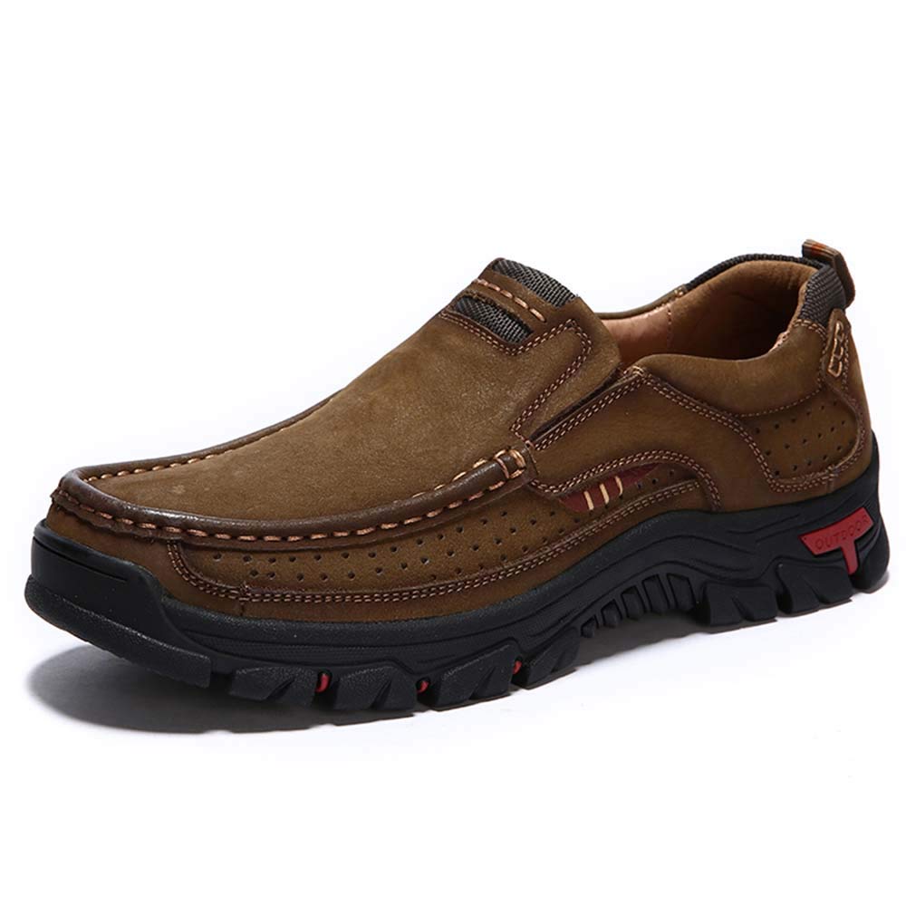 **Men's Leather Walking Shoes - Lightweight Breathable Slip-On Loafers for Casual, Business & Office Wear | Comfortable Dress Shoes for Work & Daily Use**
