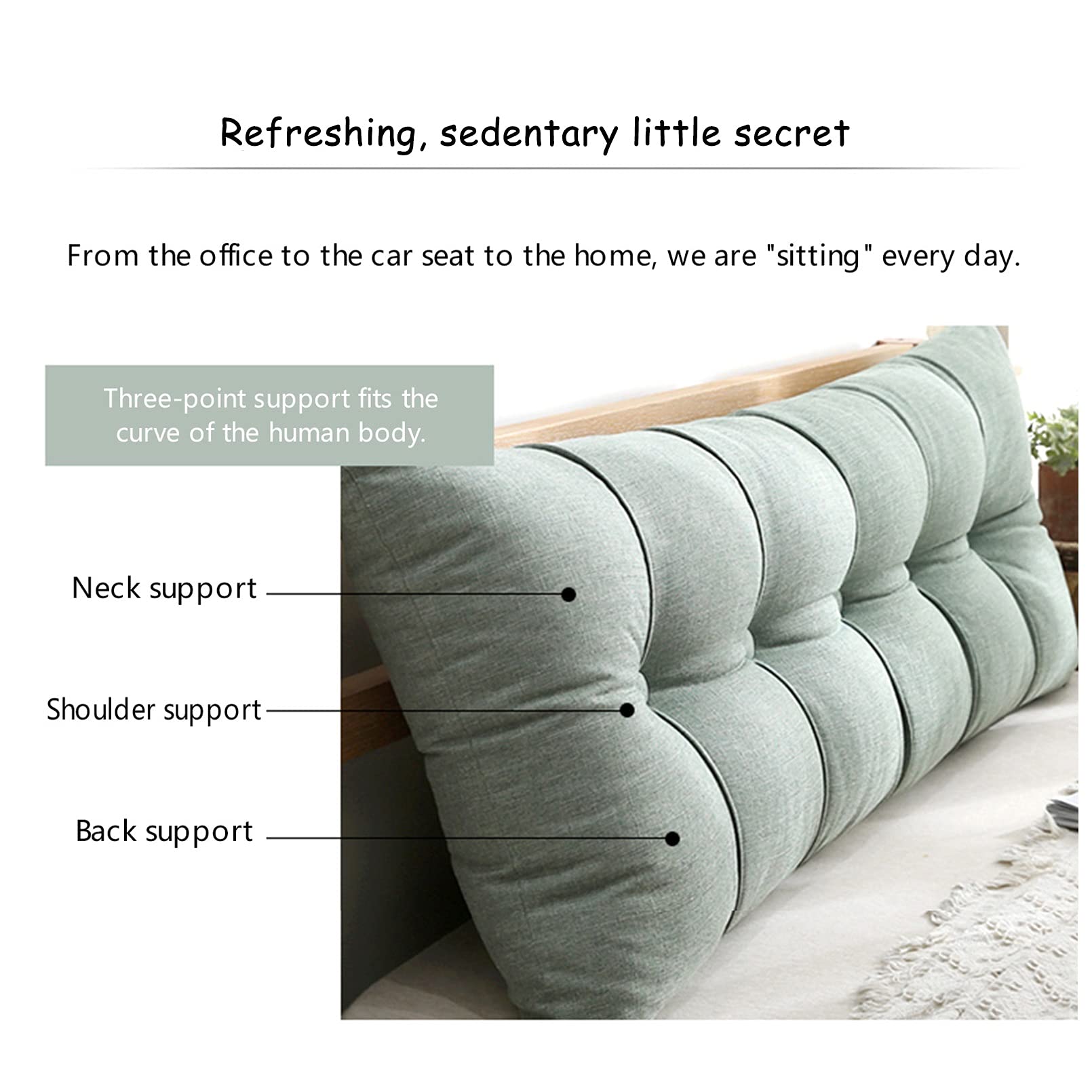 Large Rectangular Headboard Pillow for Bed - Reading & Lumbar Support Cushion with Removable Cover | Perfect for Day Beds, Bunk Beds, Sofas & Home Decor