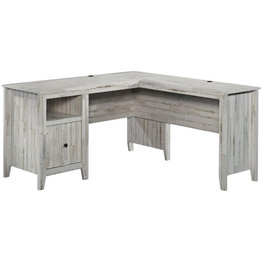 UrbanPro Traditional L-Shaped Desk - Engineered Wood White Plank for Home Office, Gaming & Study - Modern Workstation with Ample Space