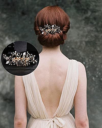 Elegant Crystal Flower Bridal Hair Comb - Gold Wedding Hair Accessory for Brides, Bridesmaids & Prom | Perfect for Weddings, Proms & Special Occasions