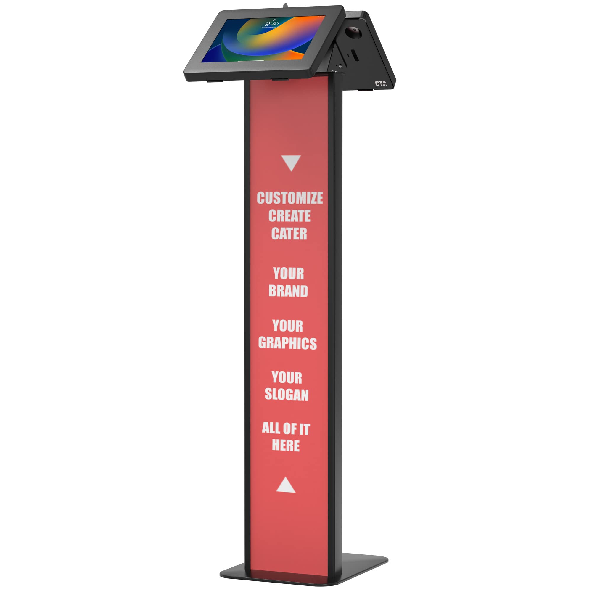 Premium Dual Locking Tablet Stand - Adjustable Kiosk with Custom Branding Slot for iPad 11 (A16), Pro 11