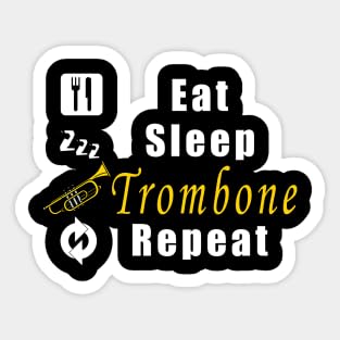 Funny Kiss Cut Vinyl Stickers - Eat Sleep Trombone Repeat Decals for Laptop, Water Bottle & More | Durable, Waterproof Stickers for Musicians & Music Lovers | Perfect Gift for Band Members & Trombone Players