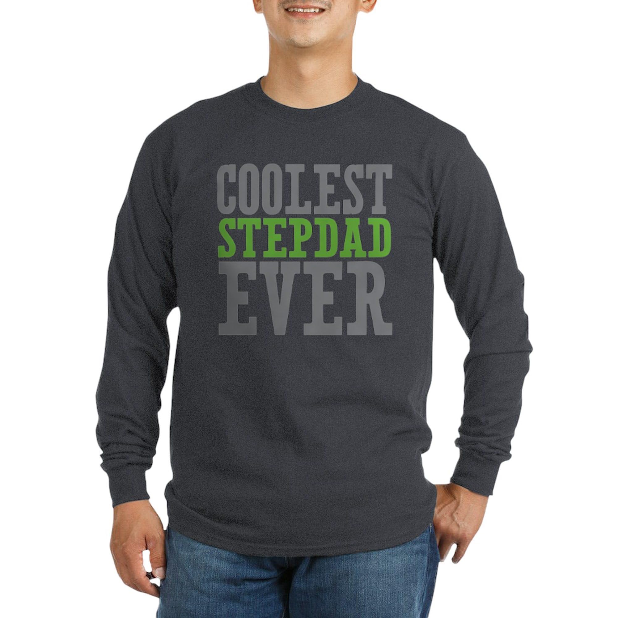Coolest Stepdad Long Sleeve Dark T-Shirt for Men - Comfortable Crewneck Top for Father's Day, Birthday Gifts & Family Reunions