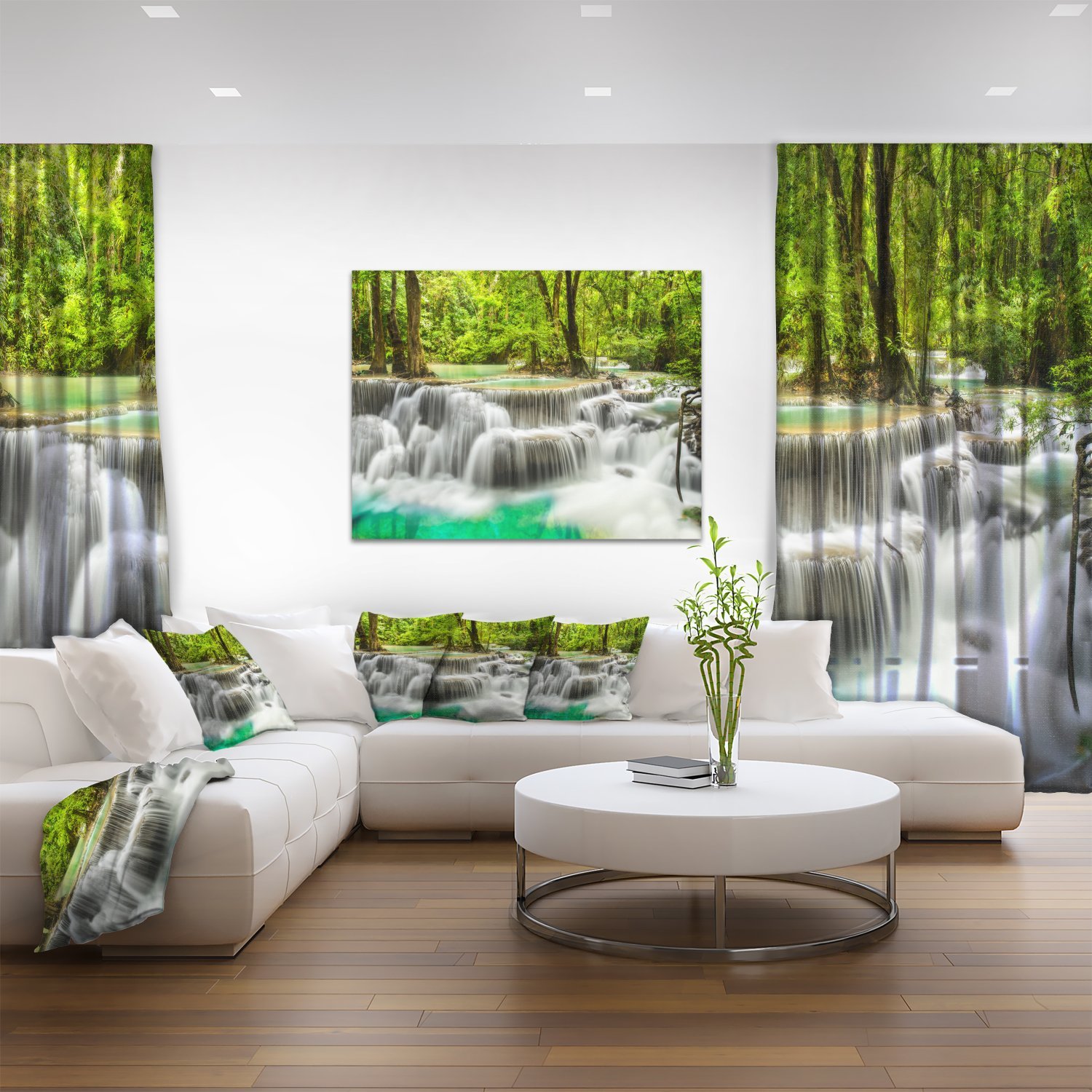 Stunning Erawan Waterfall Panoramic Canvas Print - Nature Landscape Wall Art for Living Room & Office Decor