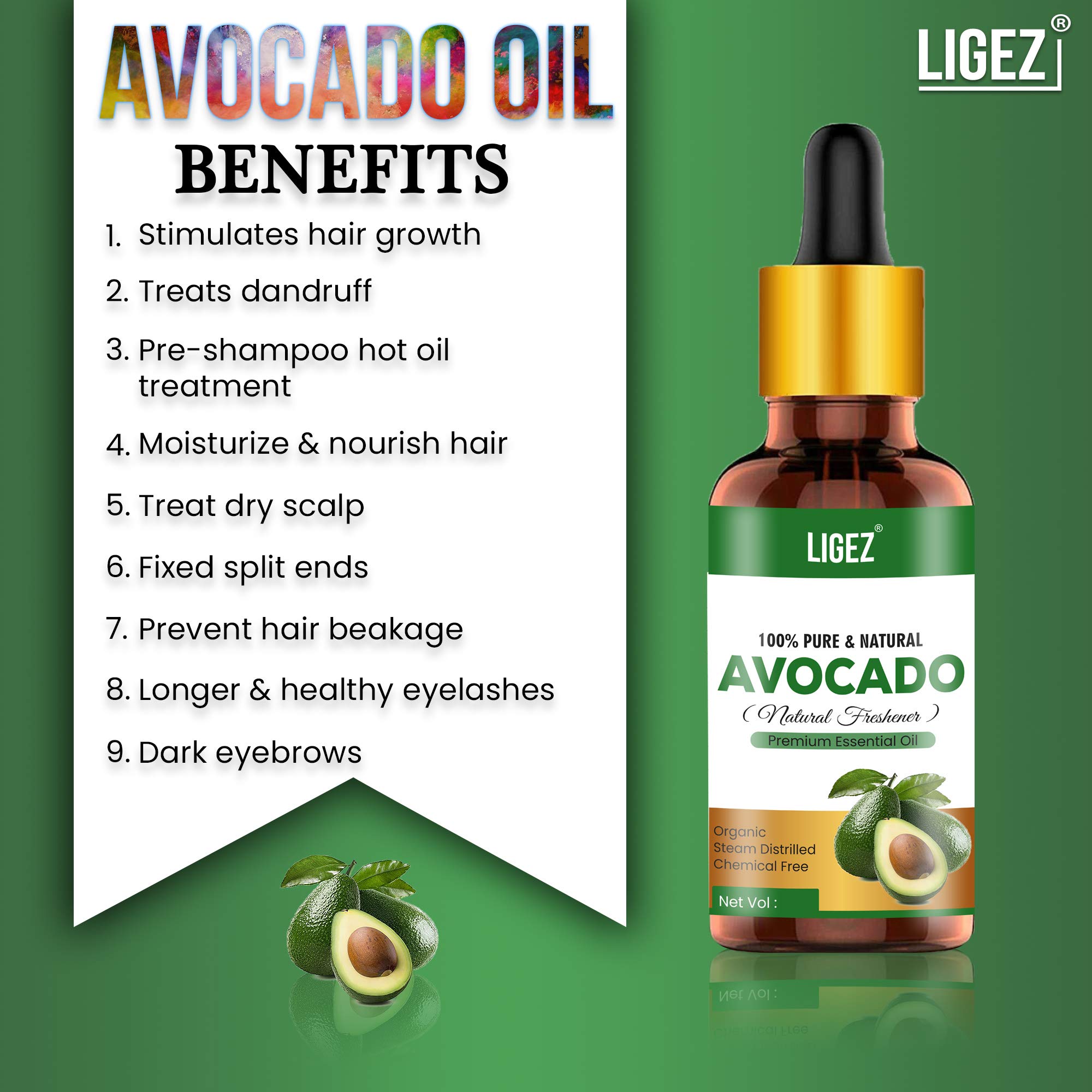 Organic Cold Pressed Avocado Oil for Hair, Skin & Face - 100% Pure, Unrefined, Natural Moisturizer & Nourishing Treatment (15ml) - Perfect for DIY Beauty Recipes, Massage & Dry Skin Care
