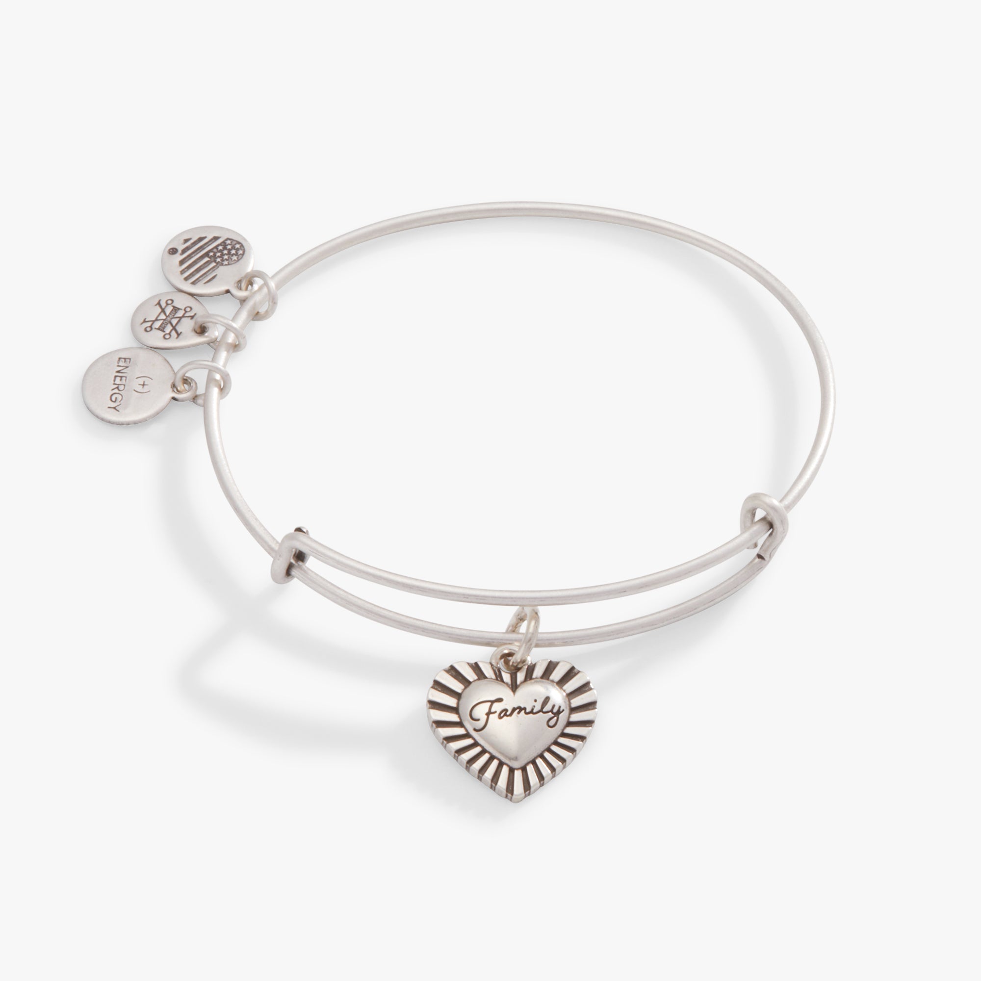 Family Heart Charm Bangle Bracelet - Sterling Silver Adjustable Love Bracelet for Women, Mothers, Daughters - Perfect for Anniversaries, Mother's Day Gifts & Everyday Wear