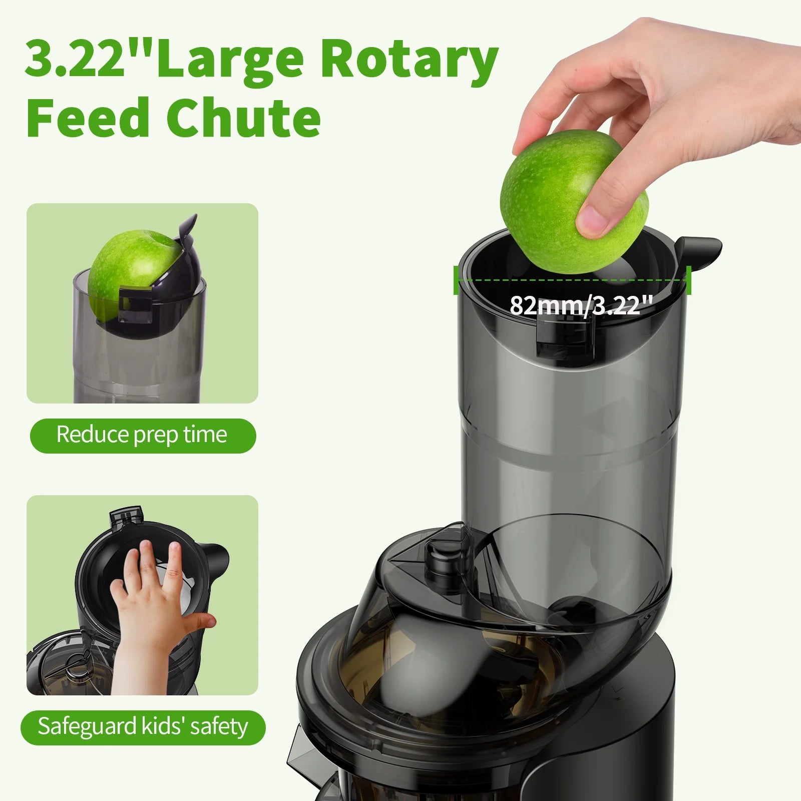 Premium Cold Press Juicer Machine - 82mm Wide Feed Chute for Whole Fruits & Vegetables | BPA-Free Slow Masticating Juicer for Healthier Juices | Perfect for Home, Gym & Healthy Lifestyle
