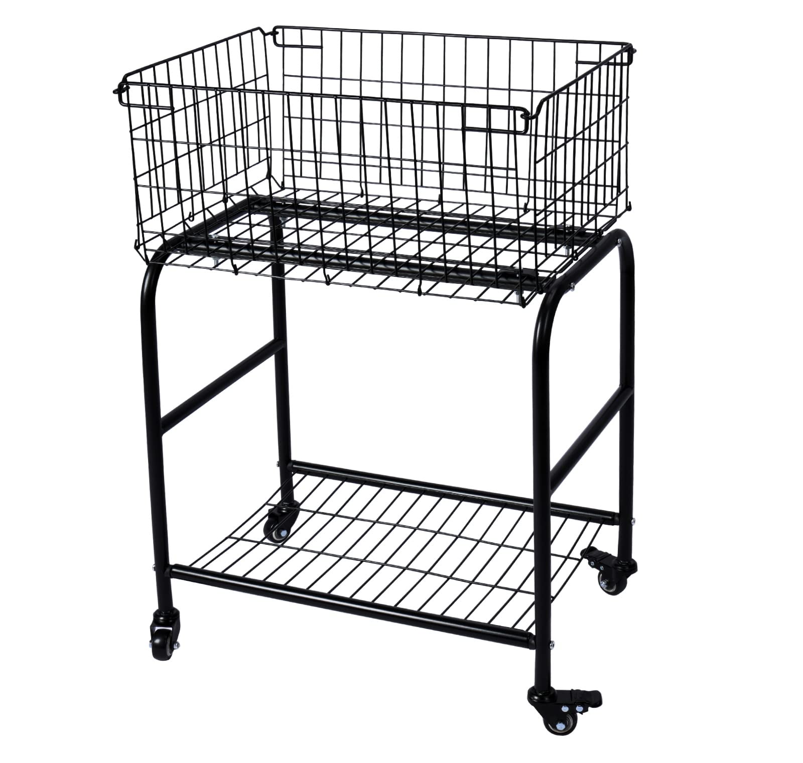 Foldable Rolling Laundry Basket with Wheels - Heavy Duty Metal Laundry Cart for Room Organization, Garment Storage & Clothes Sorting (Black) - Perfect for Bedroom, Closet & Laundry Room Organization