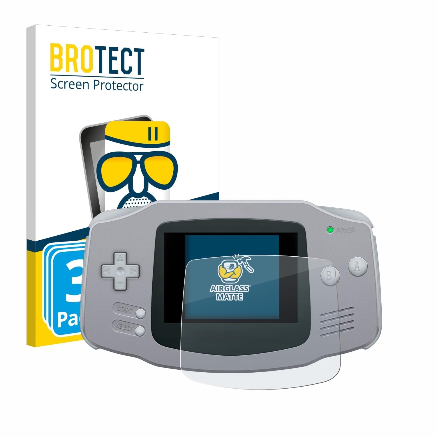 Brotect Anti-Glare Matte Glass Screen Protector for Nintendo Gameboy Advance GBA - 3 Pack, 9H Hardness Anti-Scratch Protection Film - Perfect for Gaming, Travel & Screen Protection