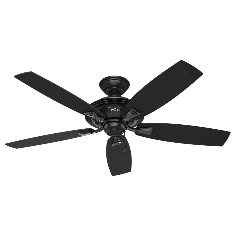 Hunter Rainsford 52 Inch Indoor Outdoor Ceiling Fan with Pull Chain Control - Matte Black Finish - Perfect for Patio, Bedroom, Living Room & Covered Porch