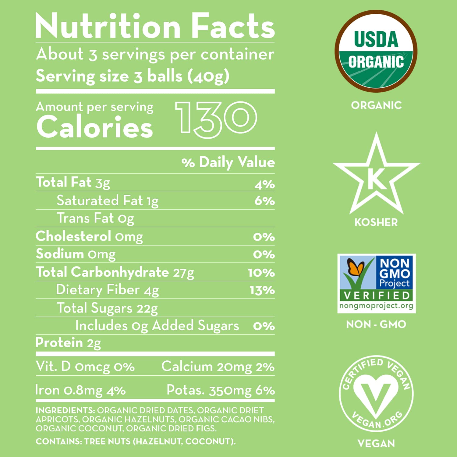 Organic Sunny Fruit Apricot Cacao Hazelnut Energy Balls - 6 Pack (9 Balls per Bag) | 100% Raw Vegan Gluten-Free Snacks | No Added Sugar, Kosher Certified | Perfect for Hiking, Office Snacks & Healthy On-the-Go Nutrition