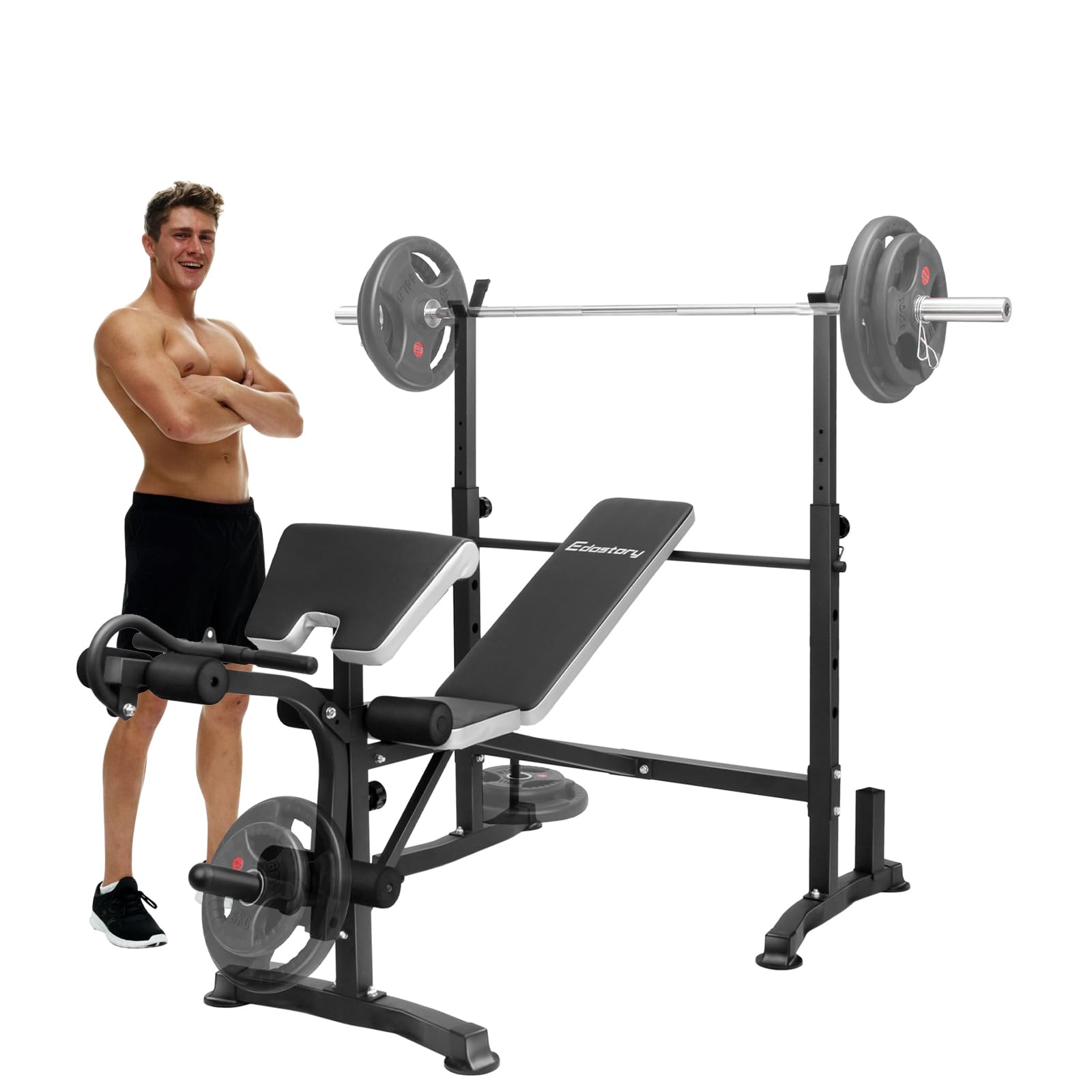 Edostory Olympic Adjustable Weight Bench Set - Home Gym Equipment for Full Body Workout, Bench Press with Preacher Curl & Leg Developer | Perfect for Strength Training, Muscle Building & Home Fitness Routines