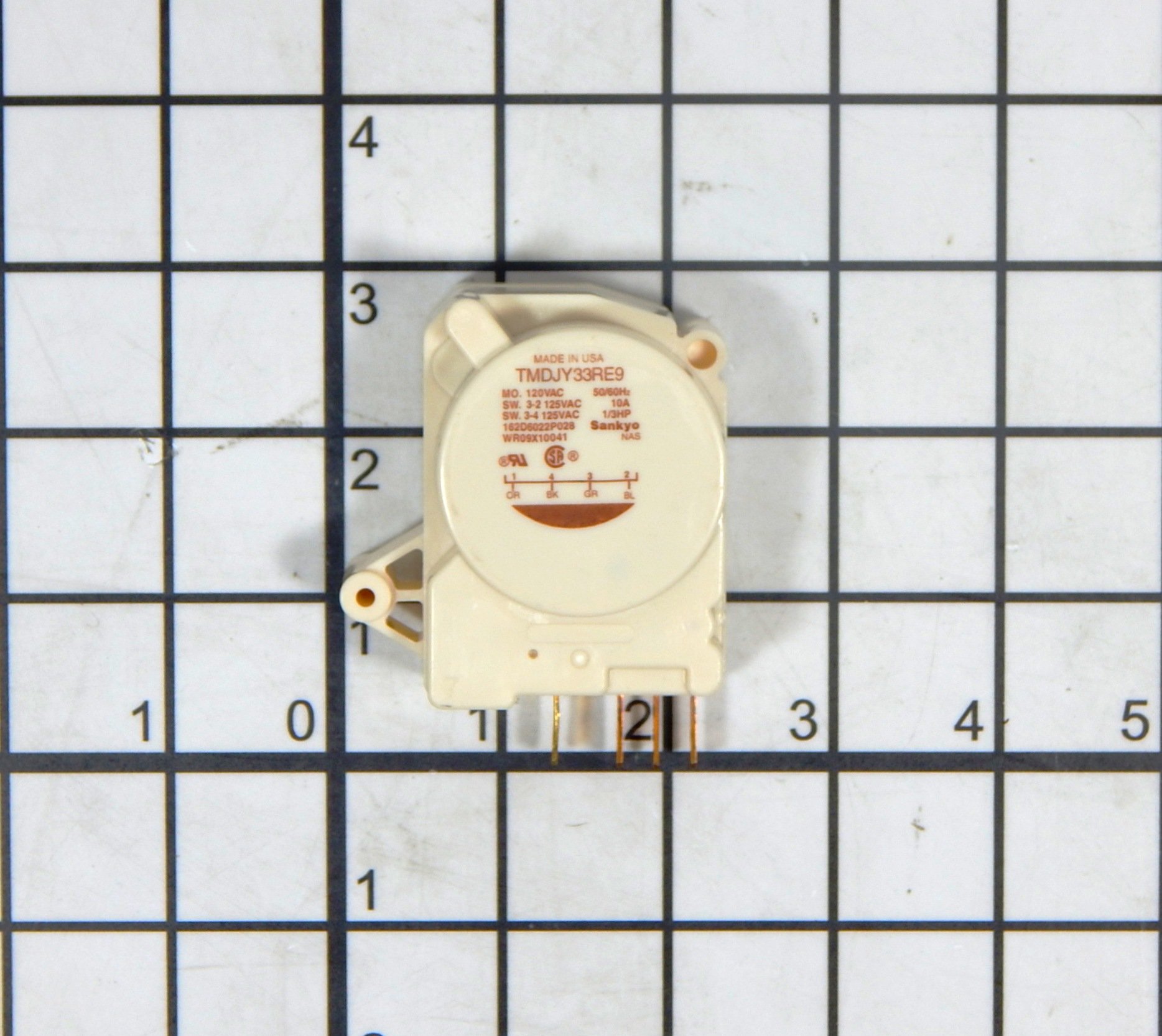 GE WR09X10041 Refrigerator Defrost Timer Replacement Part - Compatible with Multiple Fridge Models for Home Kitchen Appliance Repair