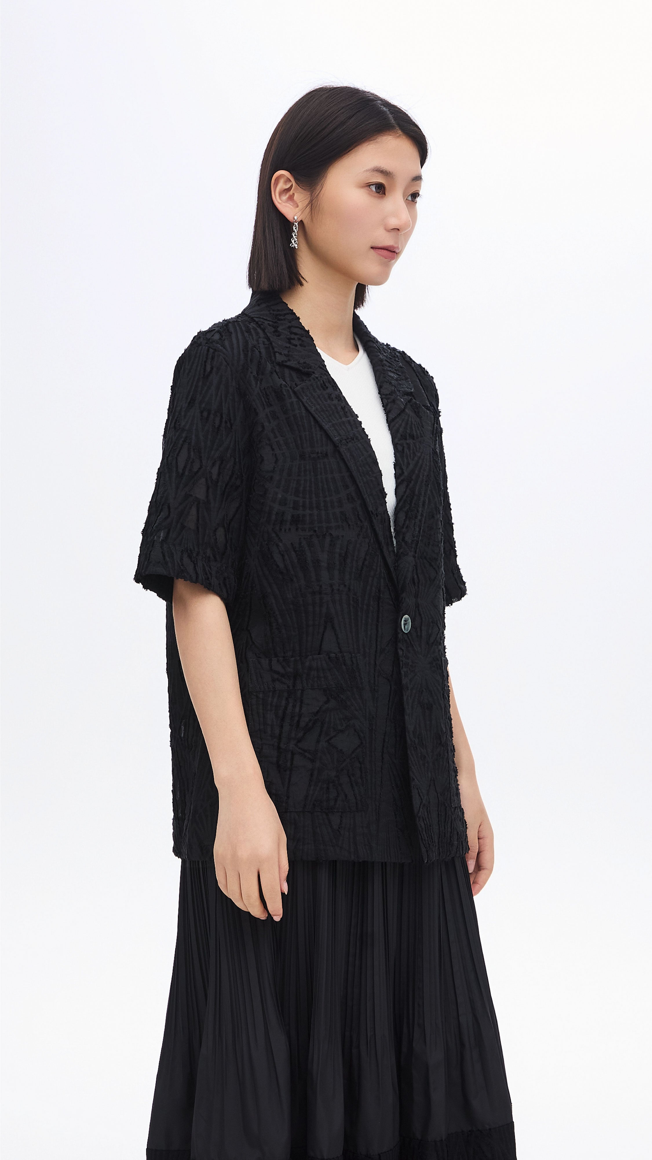 Stylish Jacquard Pattern Blazer for Women - Elegant Textured Jacket for Office, Party & Formal Events | Business Casual & Evening Wear