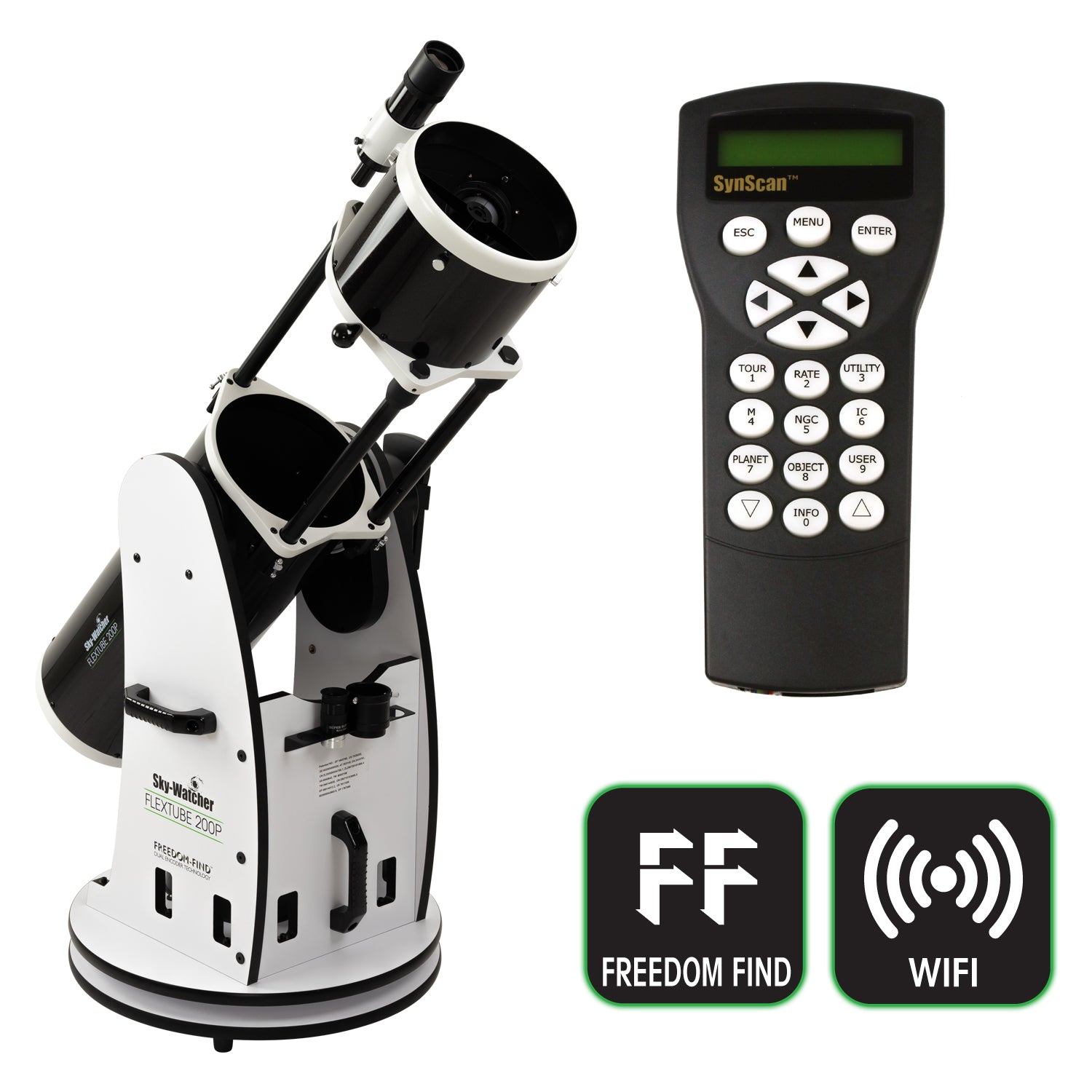 Flextube 200P SynScan GoTo Collapsible Dobsonian Telescope - 8 Inch Aperture, Portable Astronomy Telescope for Beginners & Adults - Perfect for Stargazing, Astrophotography & Backyard Observation