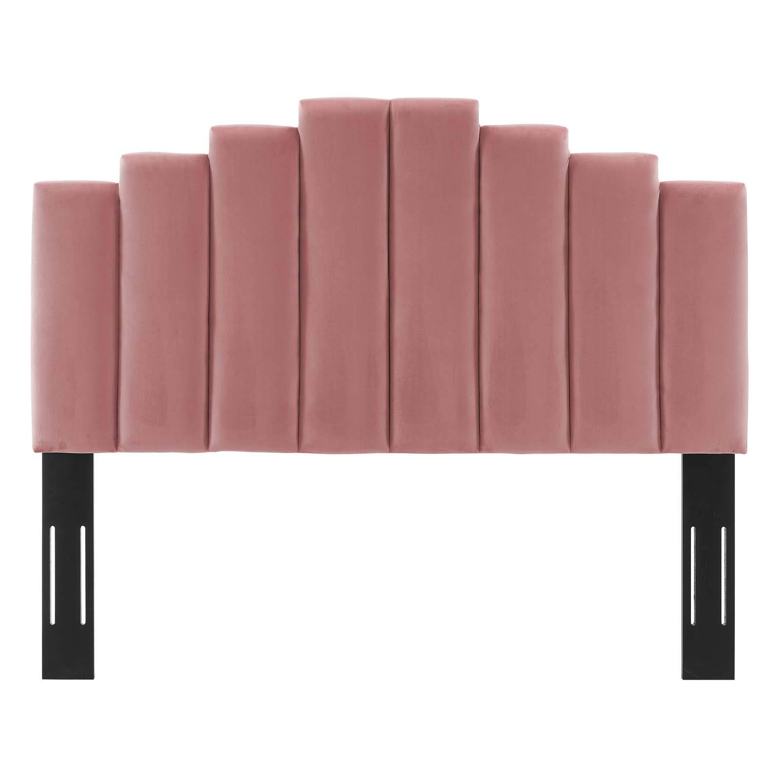 Modway Noelle Performance Velvet Full/Queen Headboard - Dusty Rose Upholstered Bed Frame for Luxurious Bedroom Decor & Cozy Sleeping Space