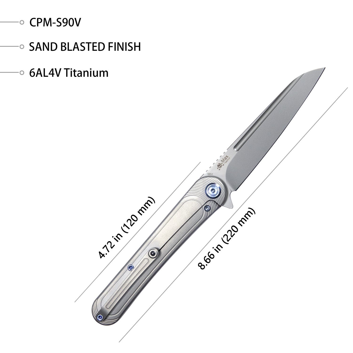 Premium Titanium Frame Lock Folding Knife - 3.94