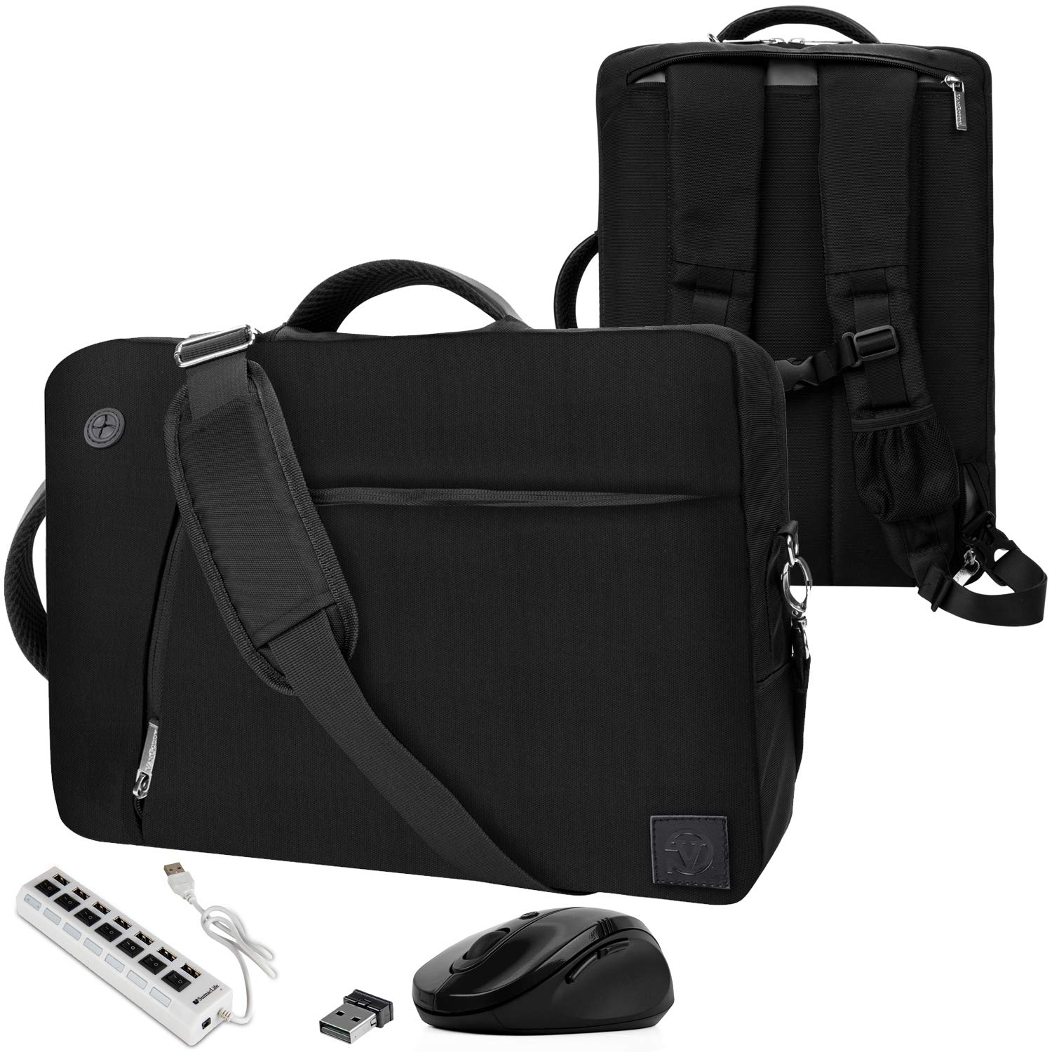 Black 17.3 Inch Convertible Laptop Backpack with USB-C Hub & Mouse Pocket - Fits PROSTAR 17 Inch Laptop - Perfect for Work, Travel & College