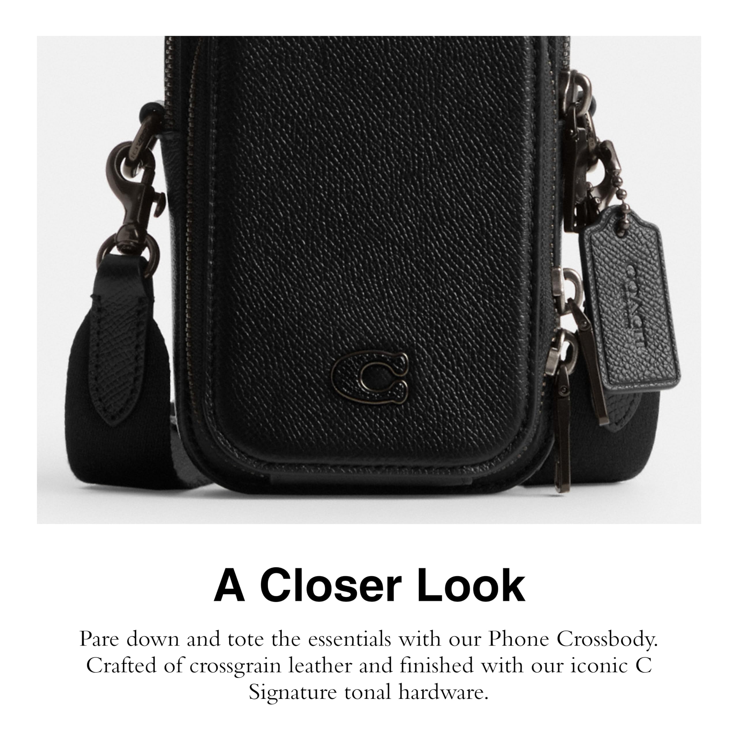 Coach Men's Crossbody Phone Bag in Durable Crossgrain Leather - Perfect for Travel, Work & Everyday Use