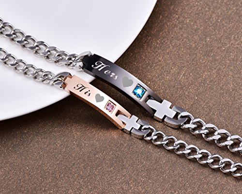 Stylish Matching Couple Bracelets - Stainless Steel Love Jewelry for Him & Her - Perfect Anniversary, Wedding, or Valentine's Day Gift for Couples