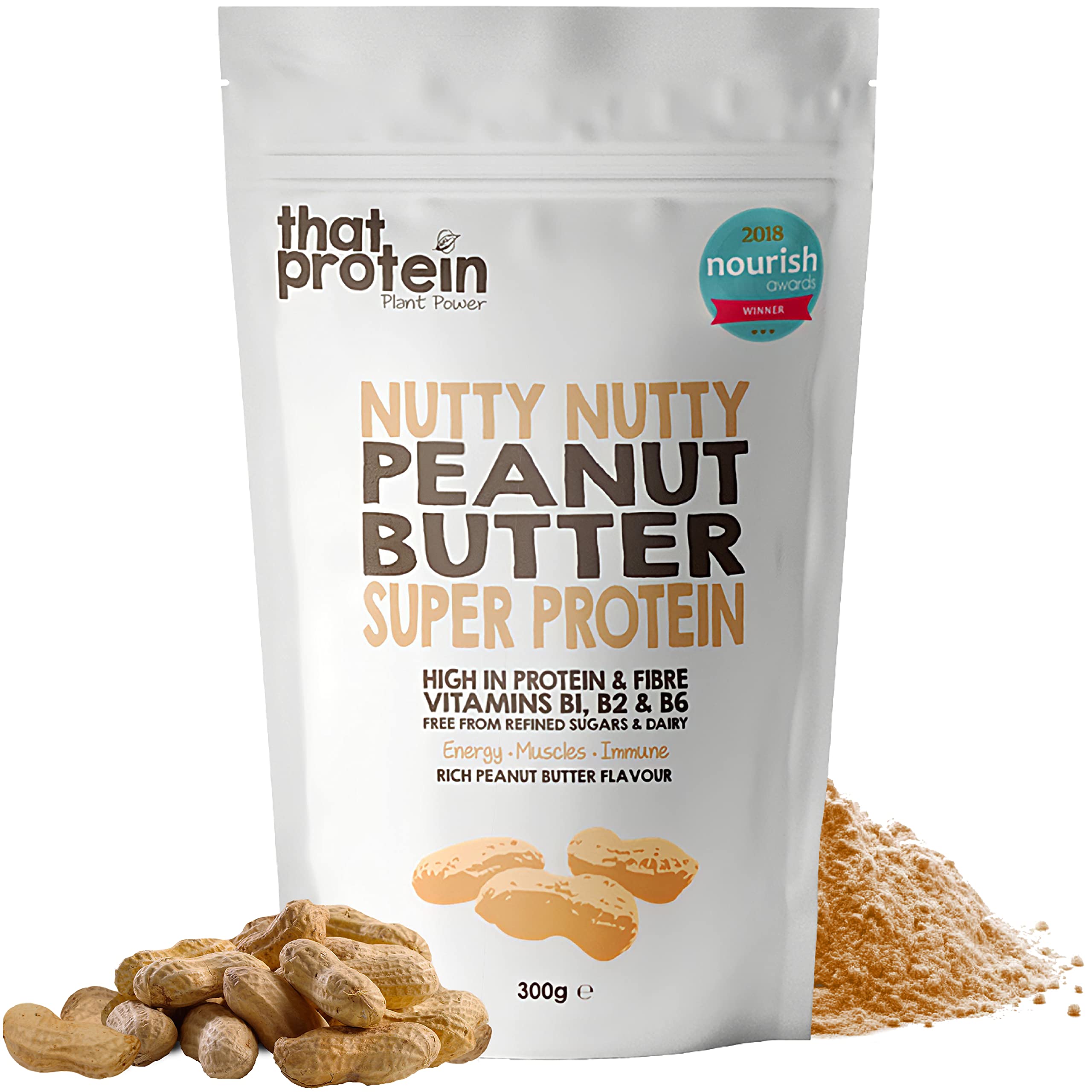 Organic Vegan Protein Powder - Gluten Free, Low FODMAP Peanut Butter Flavored Plant-Based Protein Supplement (300g) | Supports Muscle Growth, Bone Health & Immune System | Ideal for Smoothies, Baking & Post-Workout Recovery