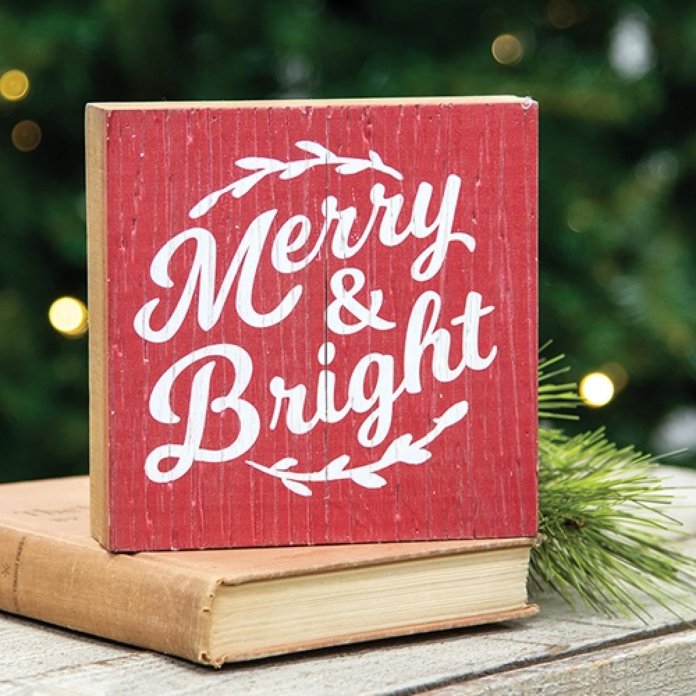 Merry Bright Rustic Wood Box Sign - Farmhouse Christmas Decor for Wall, Shelf & Mantel - Perfect for Holiday Home Decor, Gift Giving & Cozy Winter Vibes