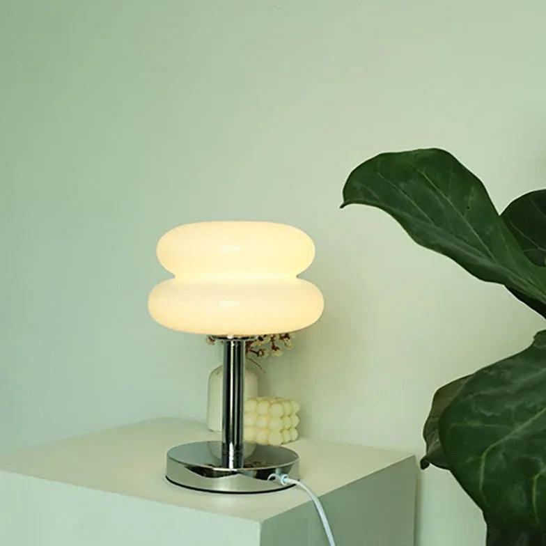 Modern Two-Layer Round Table Lamp with Sturdy Metal Base - Perfect for Living Room, Bedroom, or Office Lighting