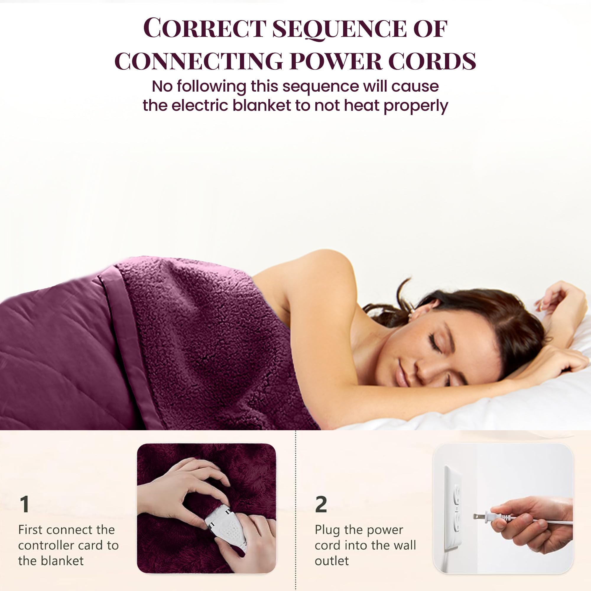 Thermee Micro Flannel Full Size Heated Blanket - 10 Adjustable Heat Settings, Programmable Electric Warming Blanket, Ultra Soft & Fast Heating Throw for Cozy Comfort (Burgundy) | Perfect for Cold Nights, Bedroom Relaxation & Winter Lounging