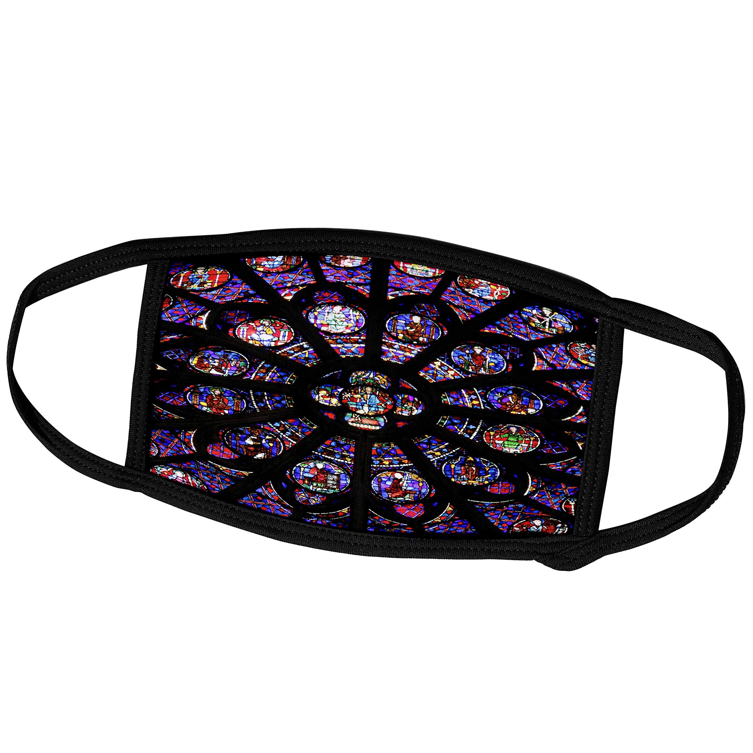3D Rose Medium Face Mask - Paris Notre-Dame Cathedral Stained Glass Windows Design, Breathable & Comfortable for Daily Wear, Travel, and Outdoor Activities