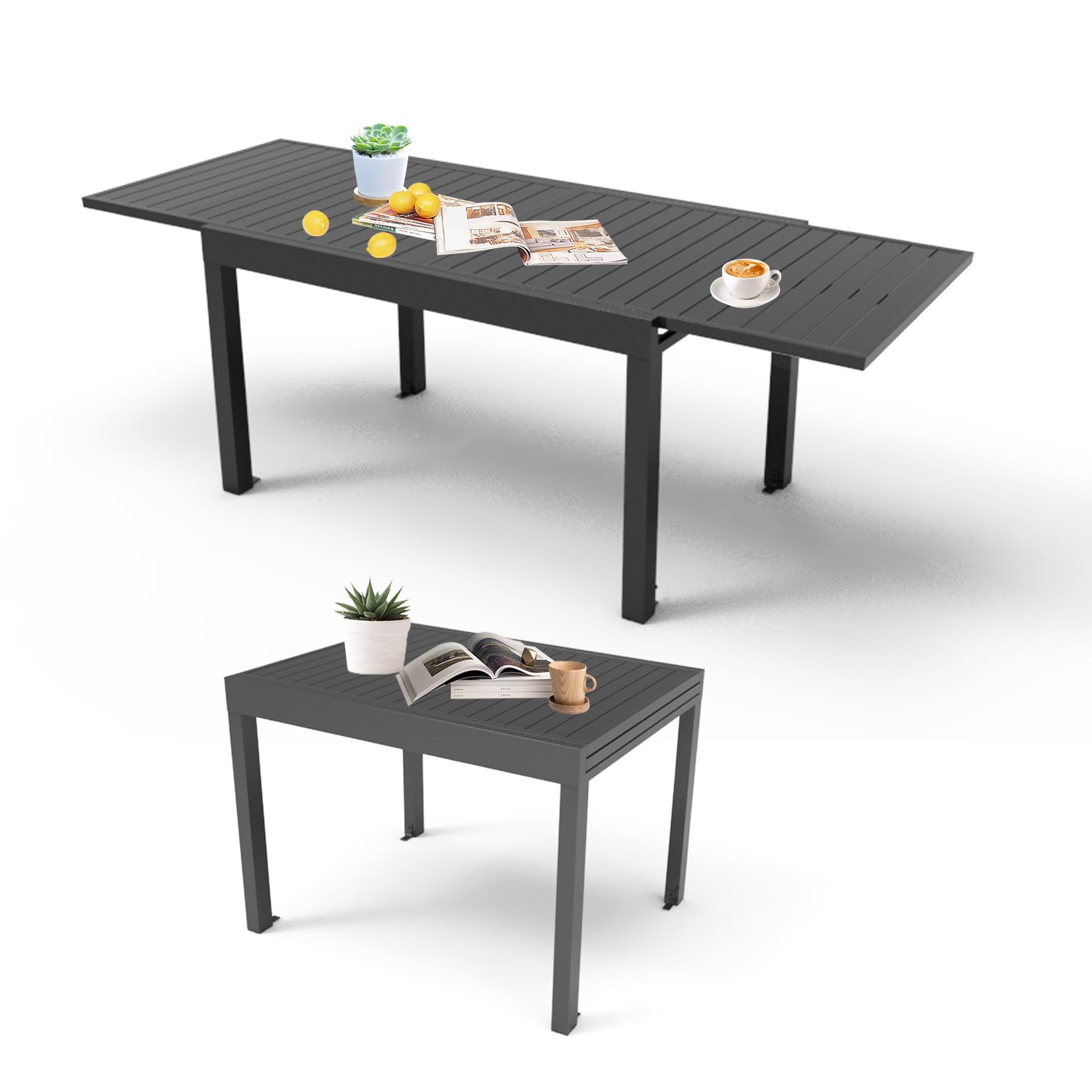 Extendable Aluminum Patio Dining Table 35