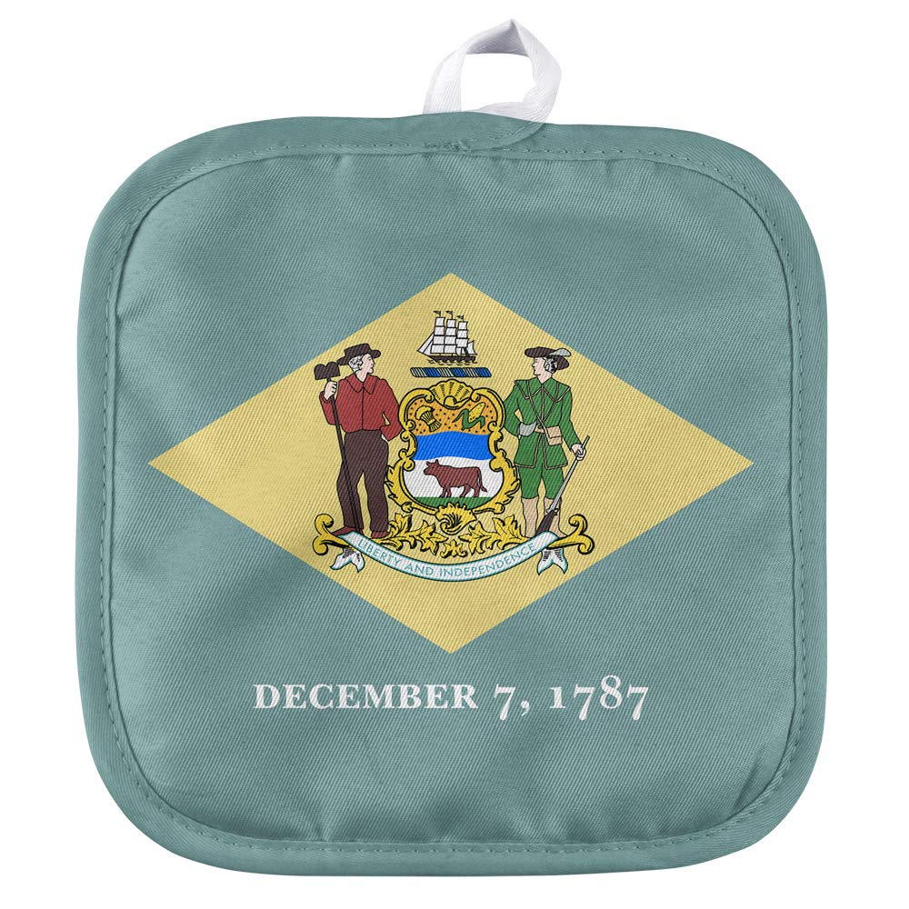 Delaware State Flag Pot Holder - Heat Resistant Kitchen & BBQ Mitt for Indoor & Outdoor Cooking, Grilling, Camping & Tailgating