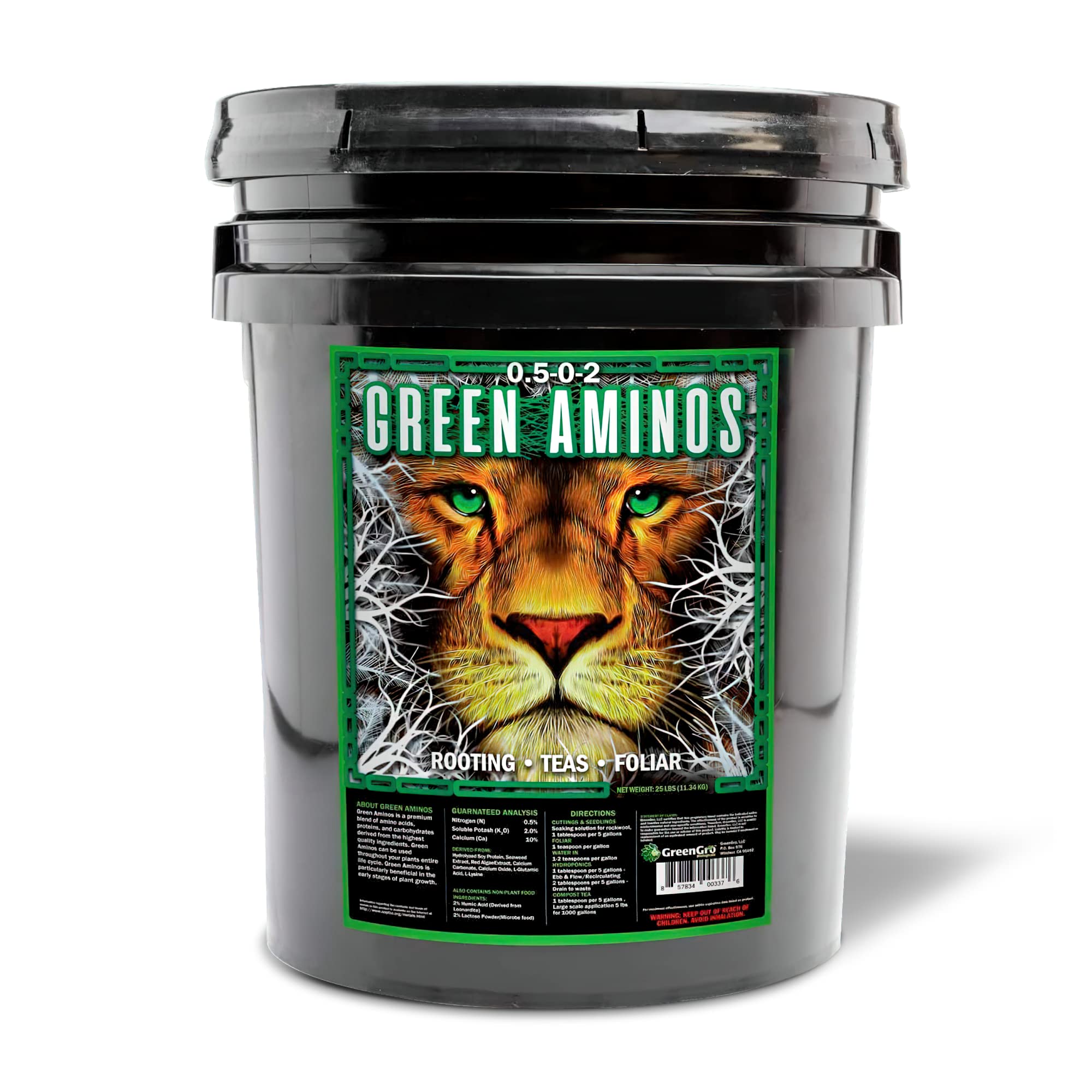 Organic GreenGro Green Aminos Rooting Stimulator - Amino Acid & Nutrient Blend for Potting Mix, Soil, Cuttings & Hydroponics | Plant Food for Indoor & Outdoor Gardens | Perfect for Seedlings, Transplants & Healthy Root Growth