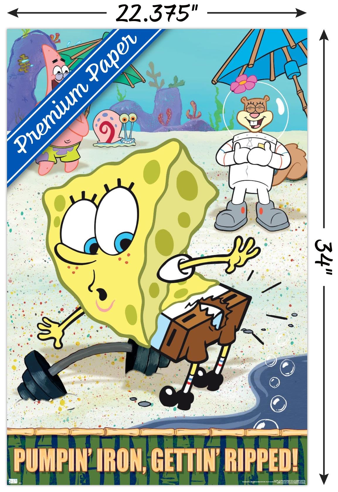 Trends International Nickelodeon SpongeBob SquarePants Ripped Wall Poster 22.375 x 34 Inches - Premium Poster & Clip Bundle for Kids Room Decor, Classroom, or Office
