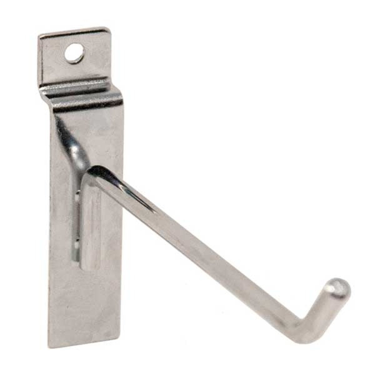 Chrome Slatwall Hooks - Pack of 100 - Heavy Duty Retail Display Hooks for Store Shelving, Pegboard & Wall Organization - Perfect for Retail Stores, Garages & Home Organization