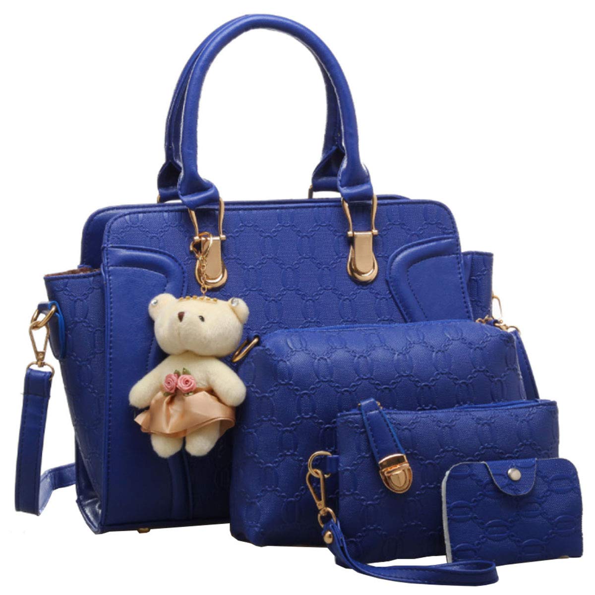 Stylish Women's 4-Piece PU Leather Handbag Set - Tote, Satchel, Shoulder Bag & Clutch with Card Holder | Perfect for Work, Travel and Everyday Use