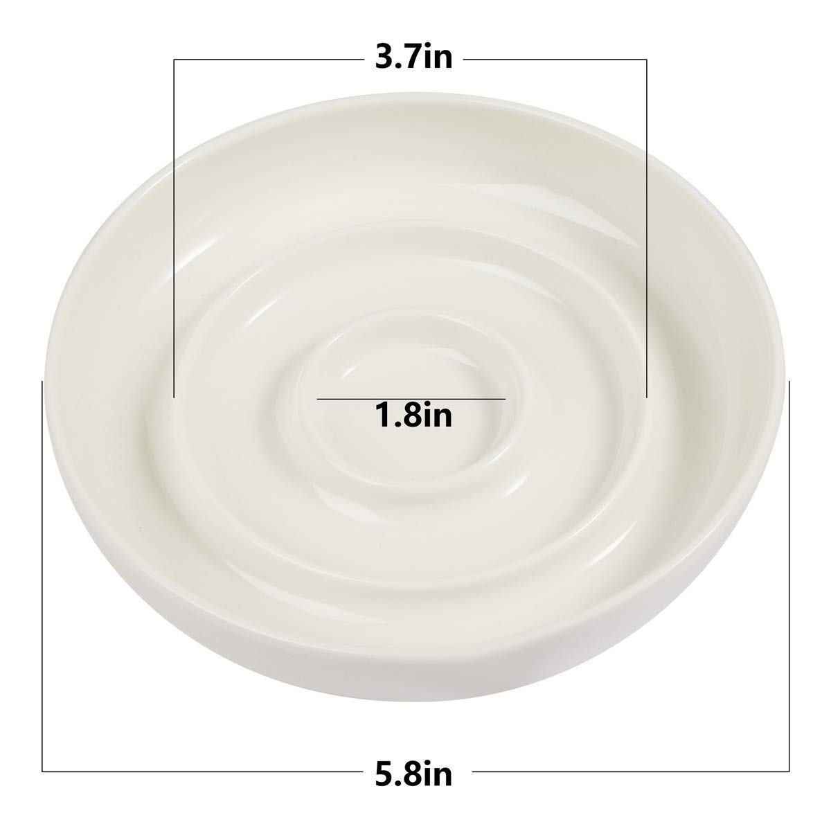 SLSON Ceramic Cat Slow Feeder Bowl - Heavy & Shallow Whisker Stress-Free Pet Dish for Kittens & Small Animals - Perfect for Wet Food & Portion Control - Ideal for Mealtime Fun & Digestion Health (White)