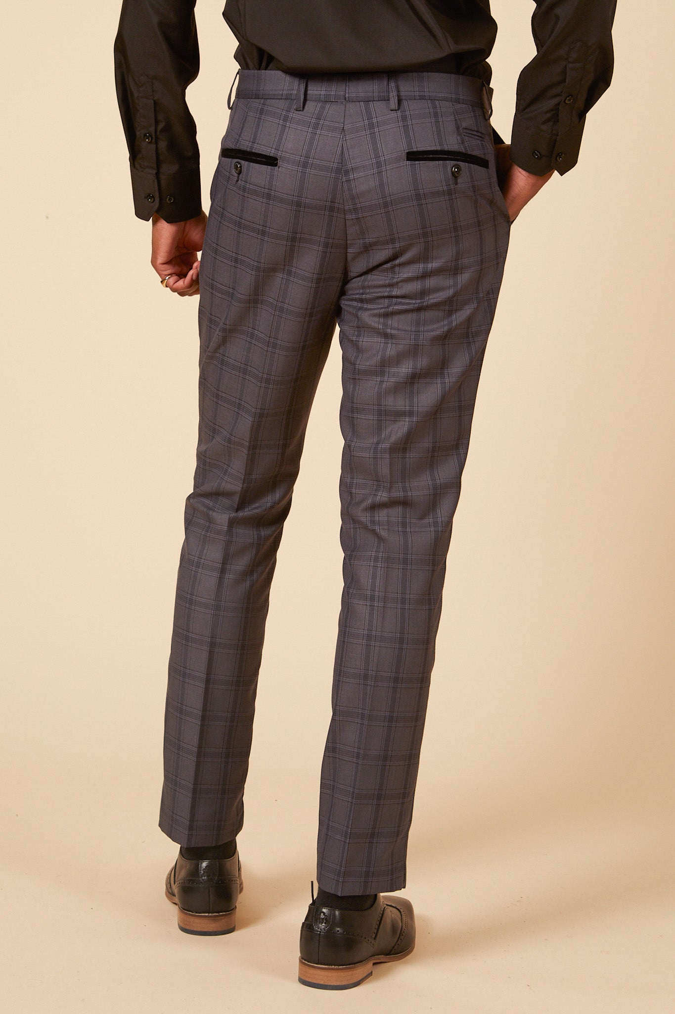 JOSE Grey Check Trousers for Men - Stylish Casual Pants with Checkered Pattern | Perfect for Office, Business Casual & Everyday Wear