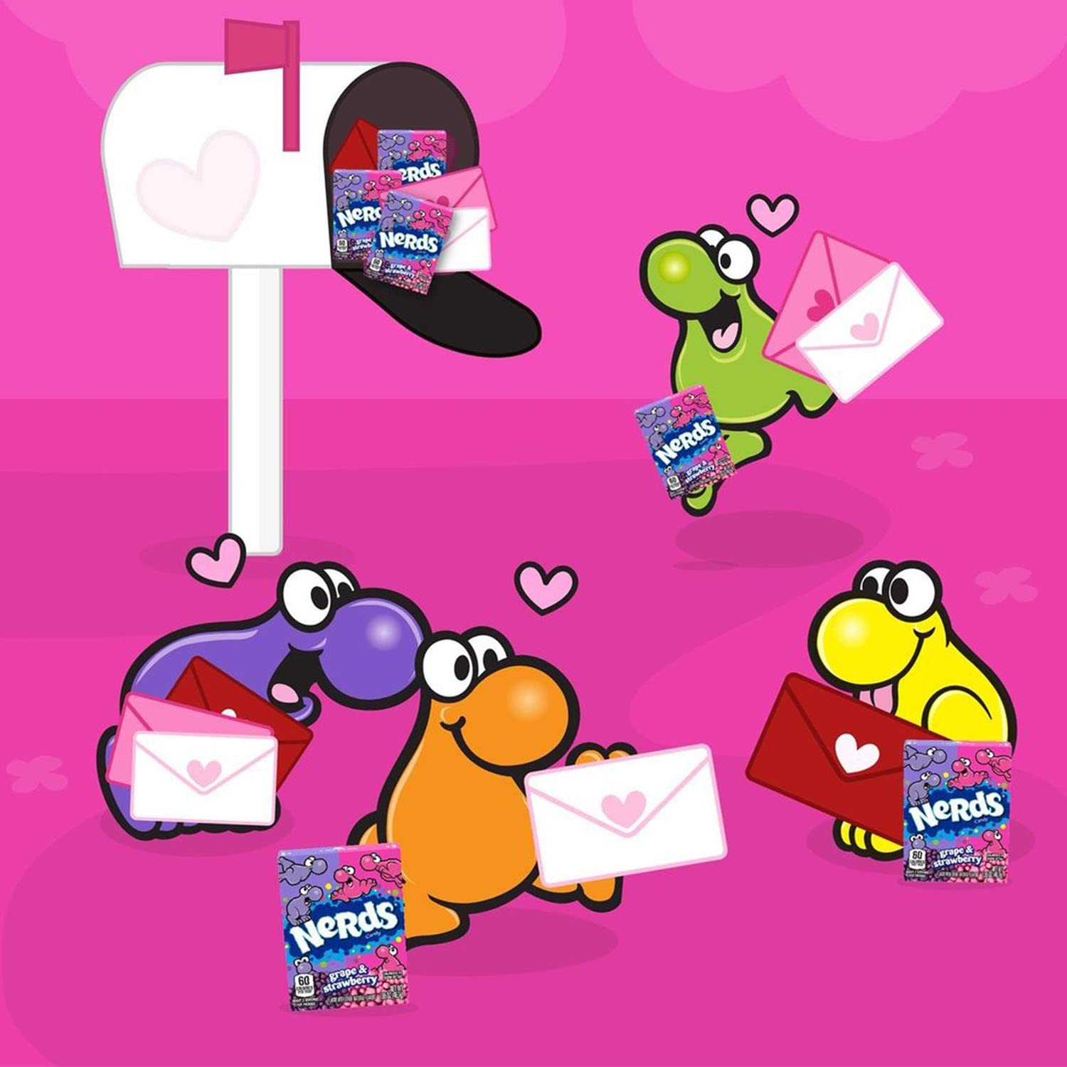 NERDS Valentine’s Day Candy - Strawberry & Punch Flavors | Sweet & Sour Individually Wrapped Treats | 9.8oz Box (Pack of 24) | Perfect for Classroom Treats, Party Favors & Holiday Gift Baskets